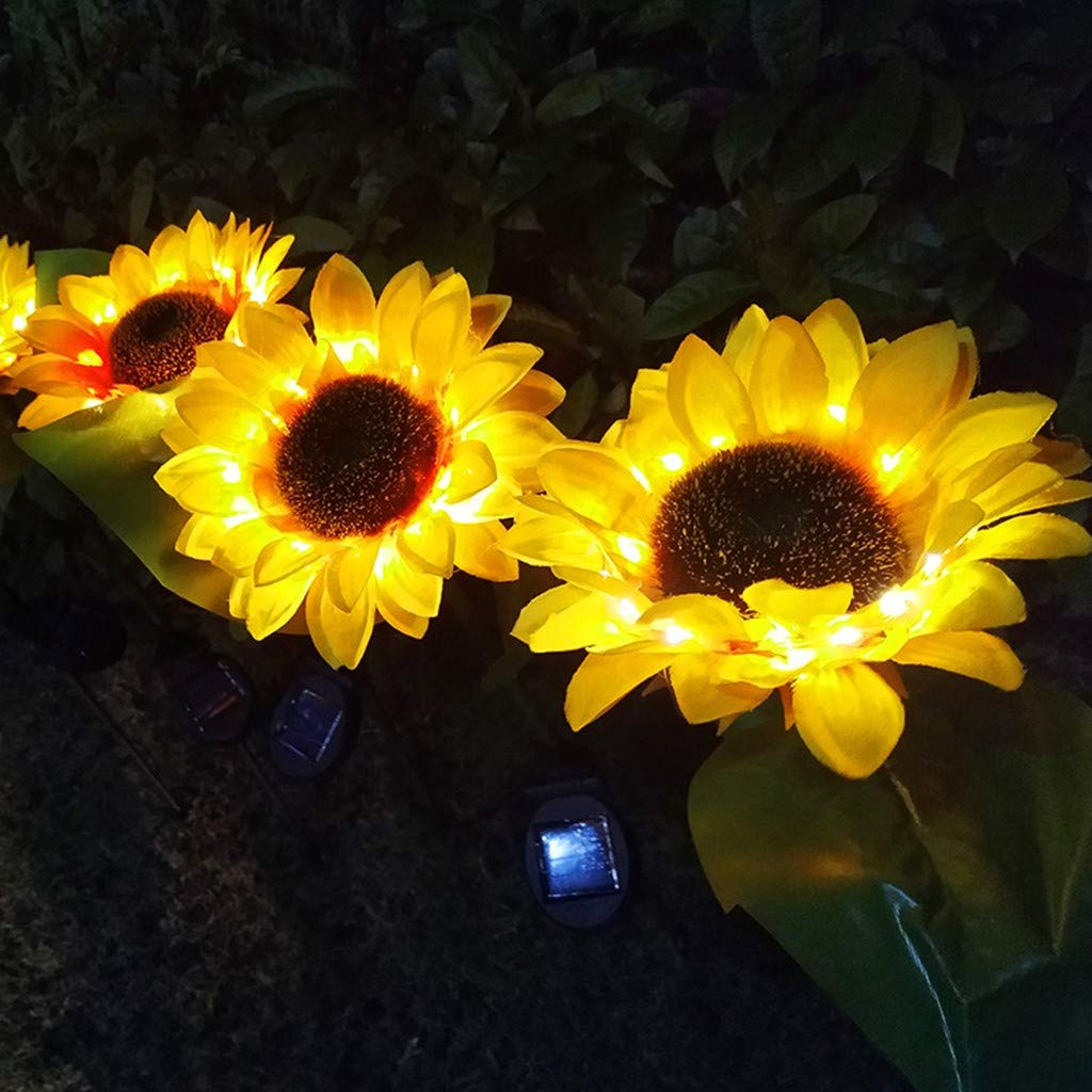 2/3 Pack Solar Garden Lights Outdoor - Waterproof Sunflower & Chrysanthemum Flower Stake Lights - Solar Powered Pathway Lighting for Patio, Yard, Garden Decor (Yellow) - Perfect for Walkways, Driveways & Landscape Lighting at Night