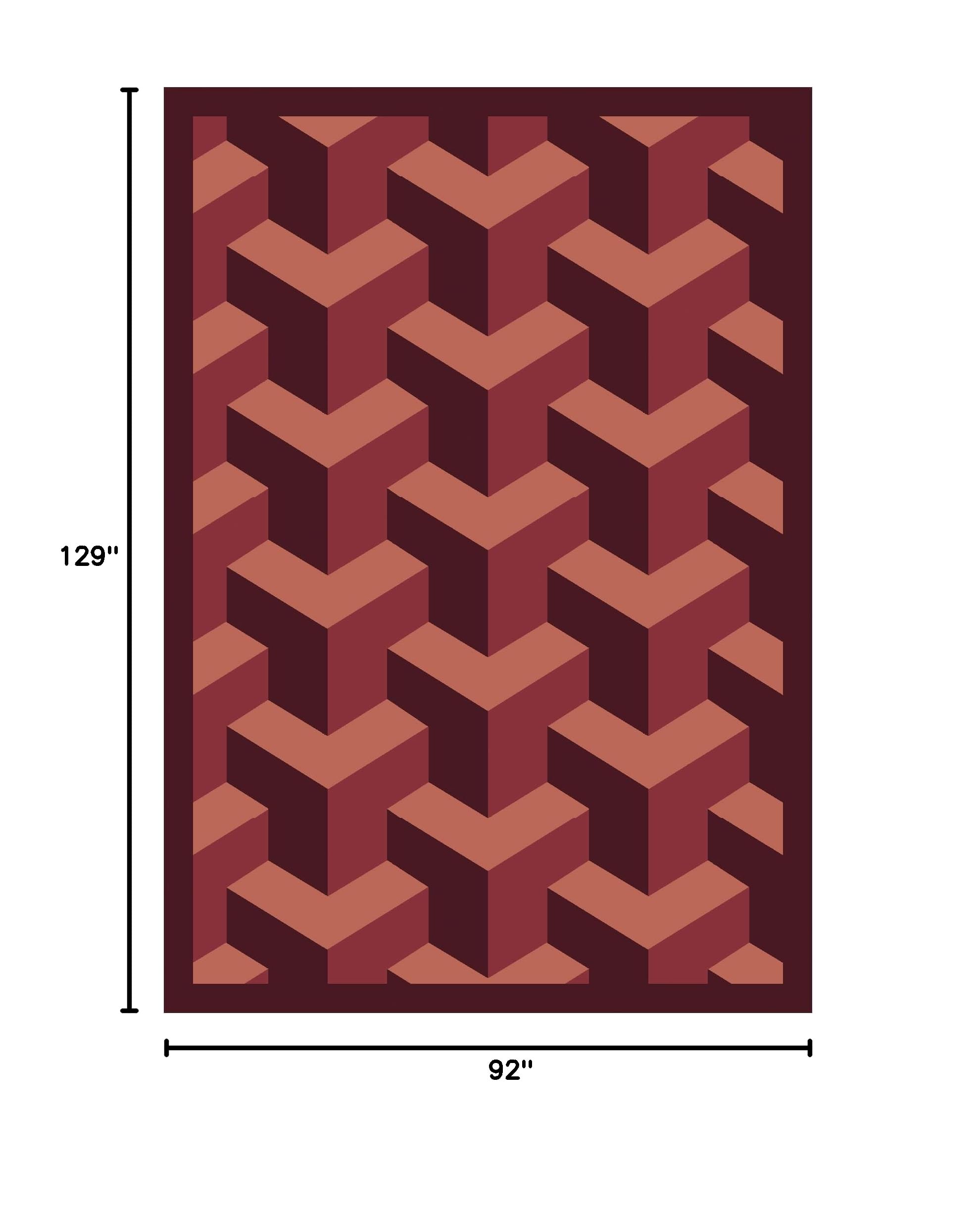 Joy Carpets Kaleidoscope Rooftop Whimsical Area Rugs - Burgundy Red Non-Slip Living Room Rug for Kids Playroom & Nursery Decor