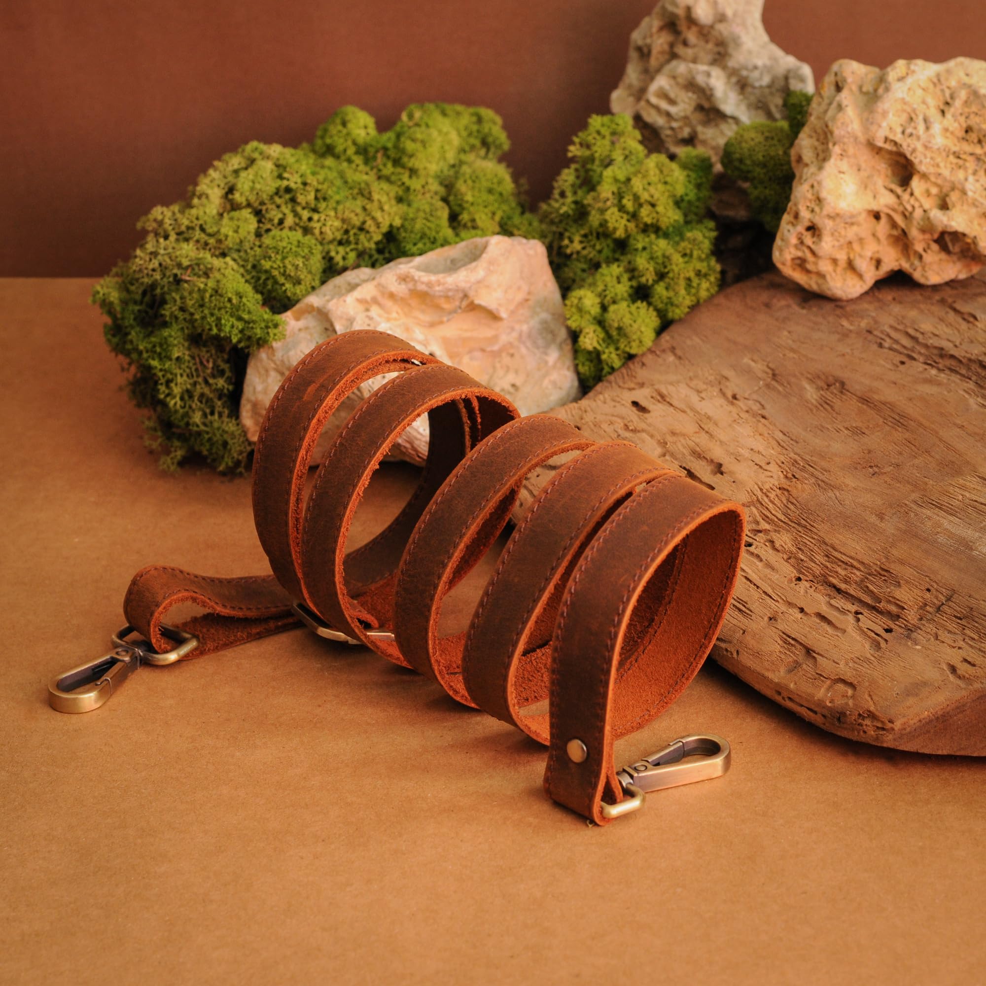 100% Genuine Leather Purse Strap with Swivel Clasps - Adjustable Shoulder Strap for Handbags, Laptop Cases & Totes - Handmade Dark Brown Leather Crossbody Strap (Perfect for Work, Travel & Everyday Use)