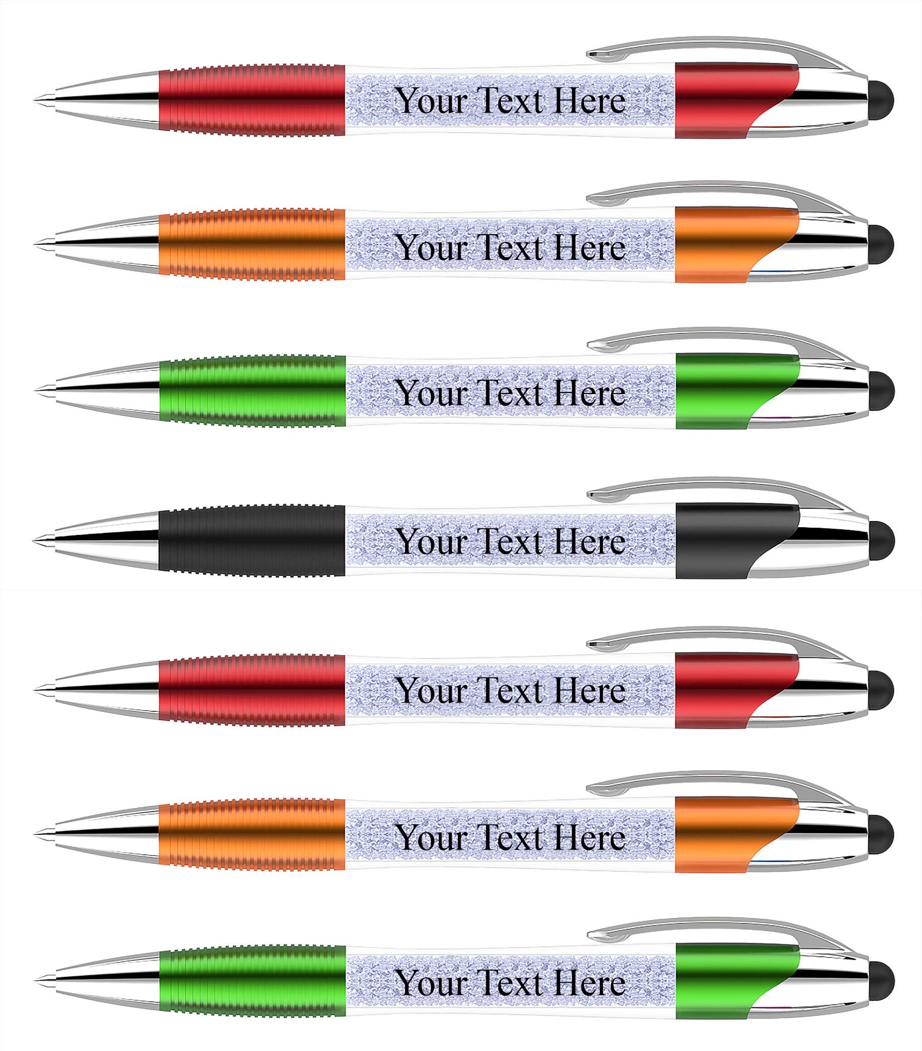 **100-Pack Personalized LED Light-Up Pens with Stylus - 3-in-1 Ballpoint Pen & Crystal Barrel - Compatible with Phones & Touch Screens - Great for Offices, Schools & Corporate Gifts**