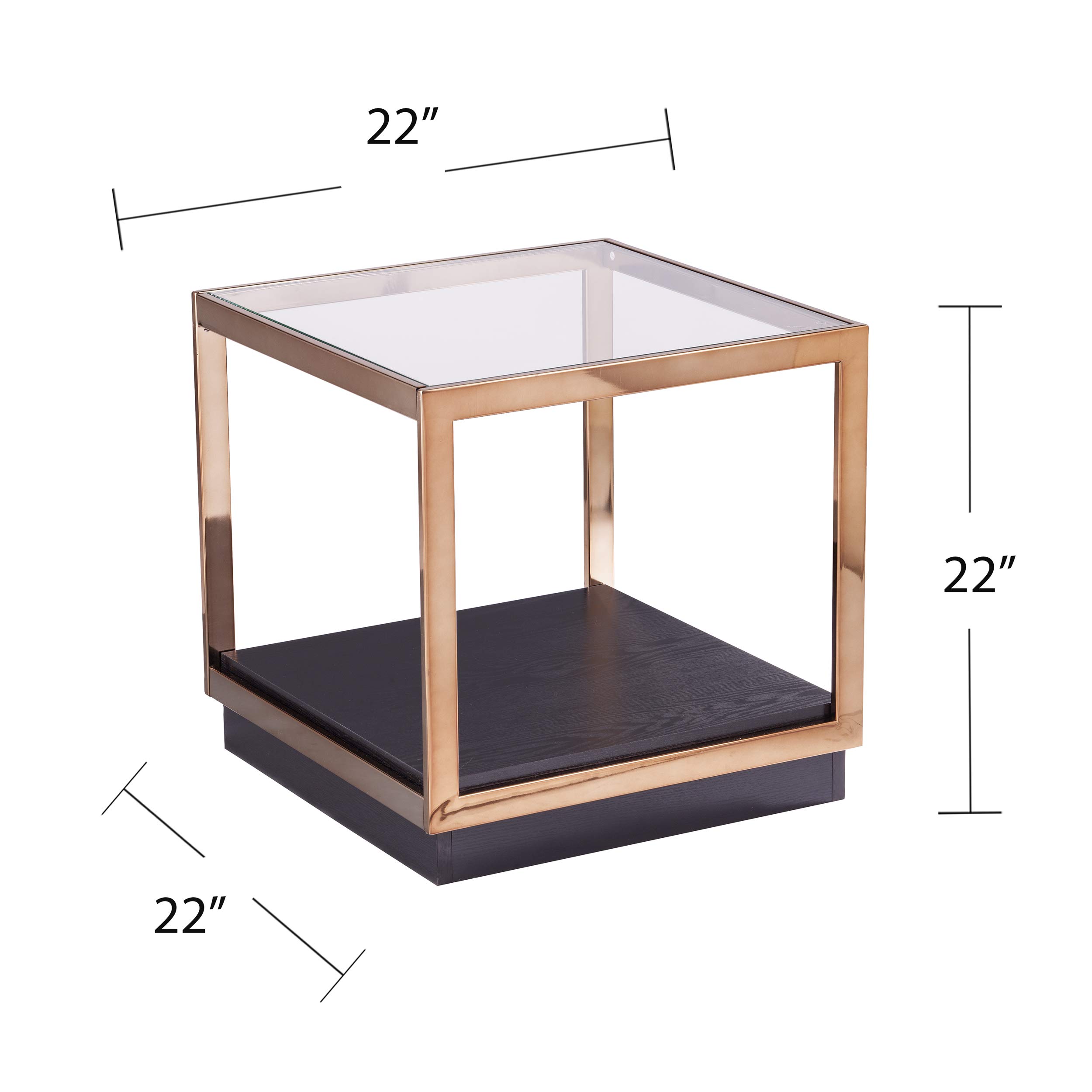 SEI Lexina End Table - Modern Nightstand with Storage Shelf, Champagne & Black Finish - Perfect for Living Room, Bedroom, or Office Side Table