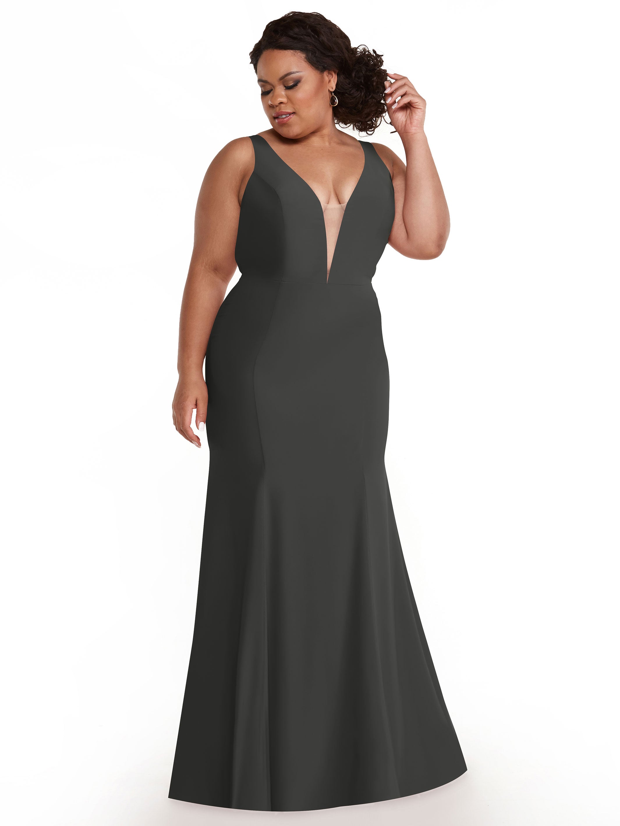 Elegant 83010 Mermaid Stretch Chiffon Bridesmaid Dress with Plunging V-Neckline - Perfect for Beach Weddings, Formal Events & Evening Parties