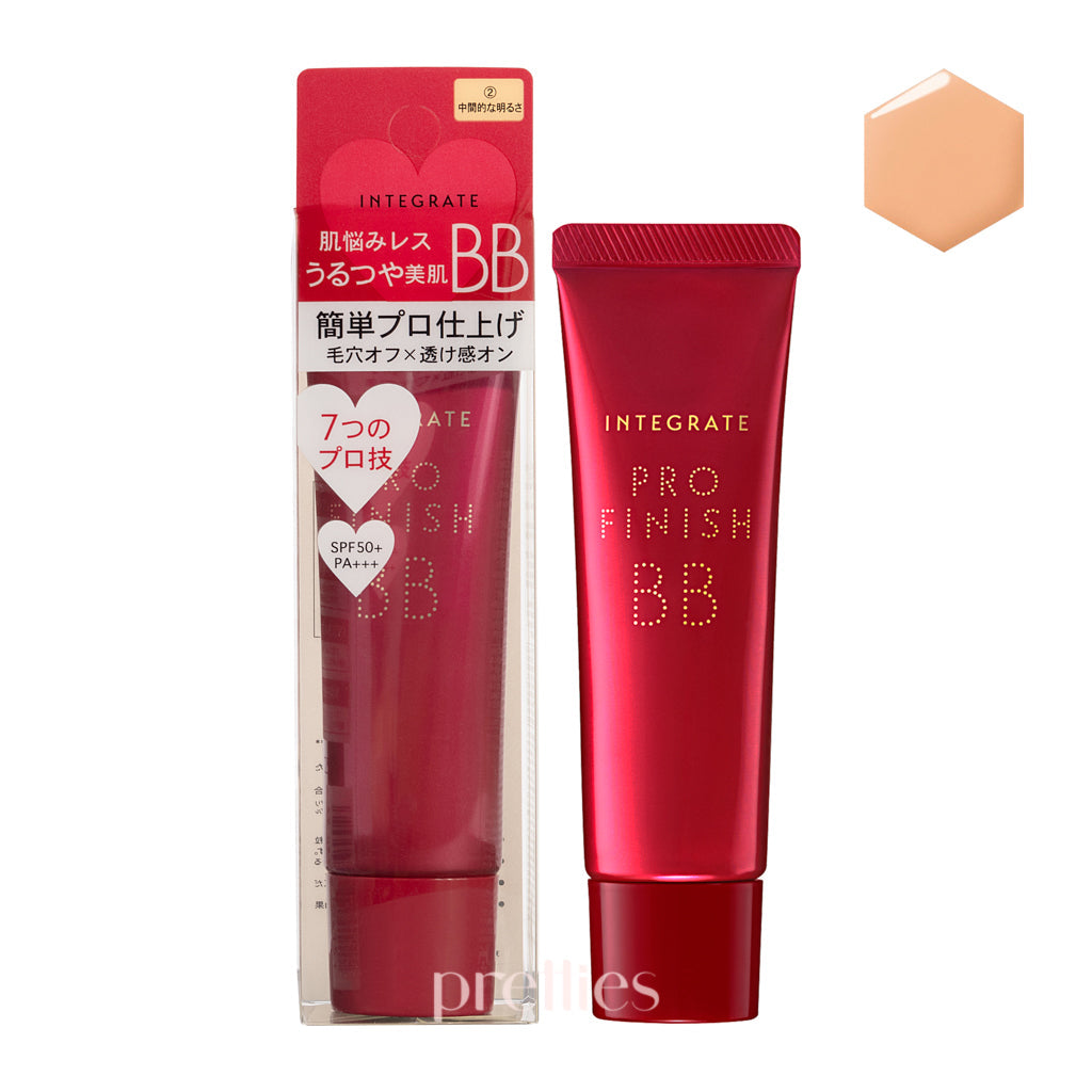 Shiseido INTEGRATE Pro Finish BB Cream SPF50+ PA+++ - #2 Natural Beige 30g - Lightweight Foundation with Sun Protection for Daily Makeup & Flawless Coverage