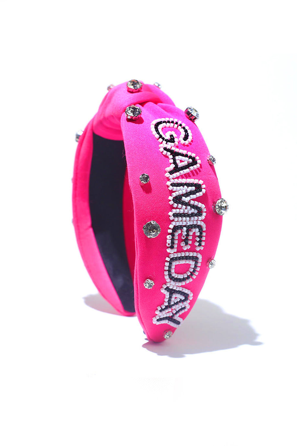 Sparkling Hot Pink Jeweled & Beaded Game Day Headband for Women - Cheerleader Hair Accessories for Sports Events, Parties and Special Occasions
