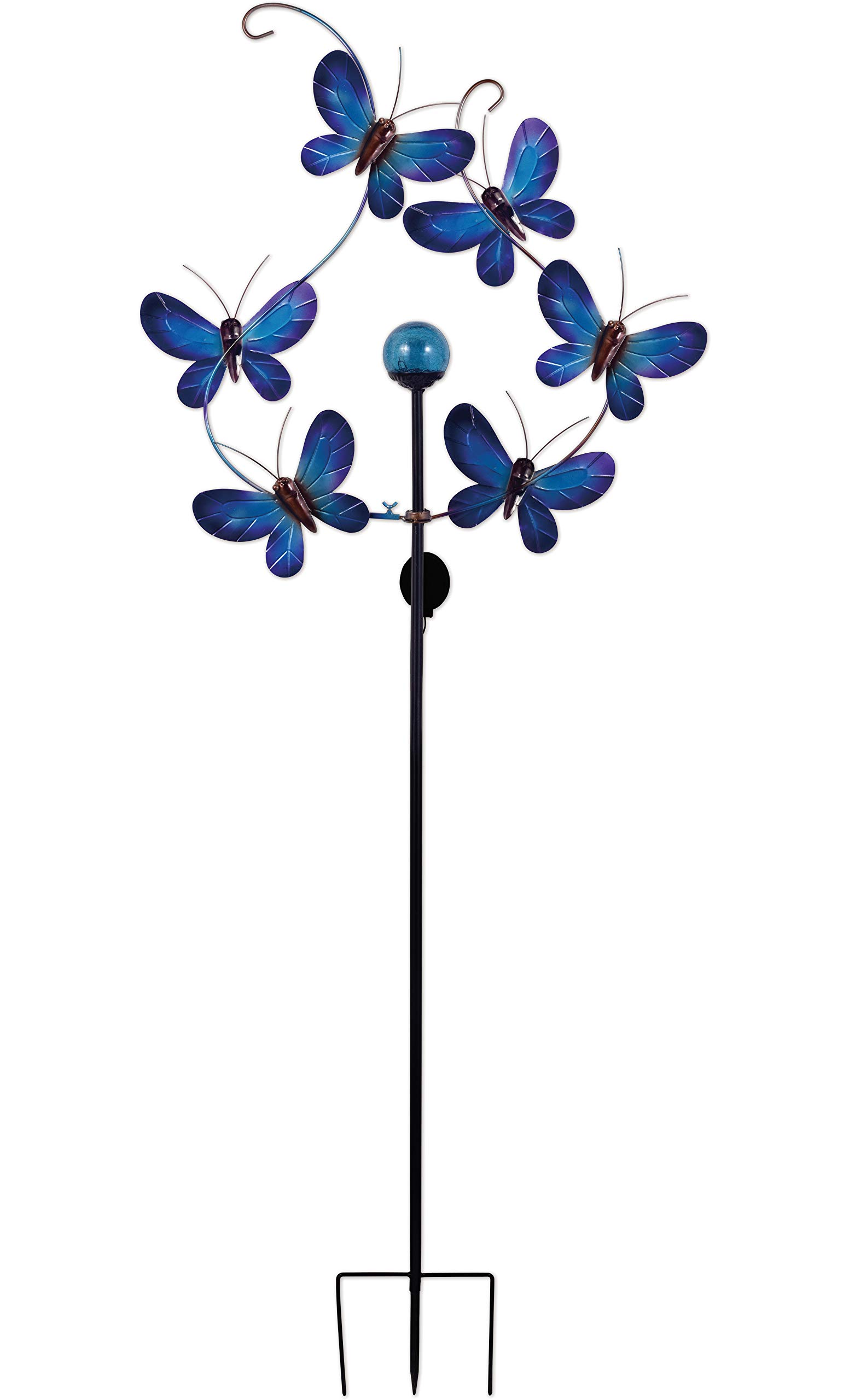 Sunset Vista 93247 Solar Powered Butterfly Garden Spinner Stake - Outdoor Decorative Spinning Solar Light for Yard, Patio, and Garden Decor