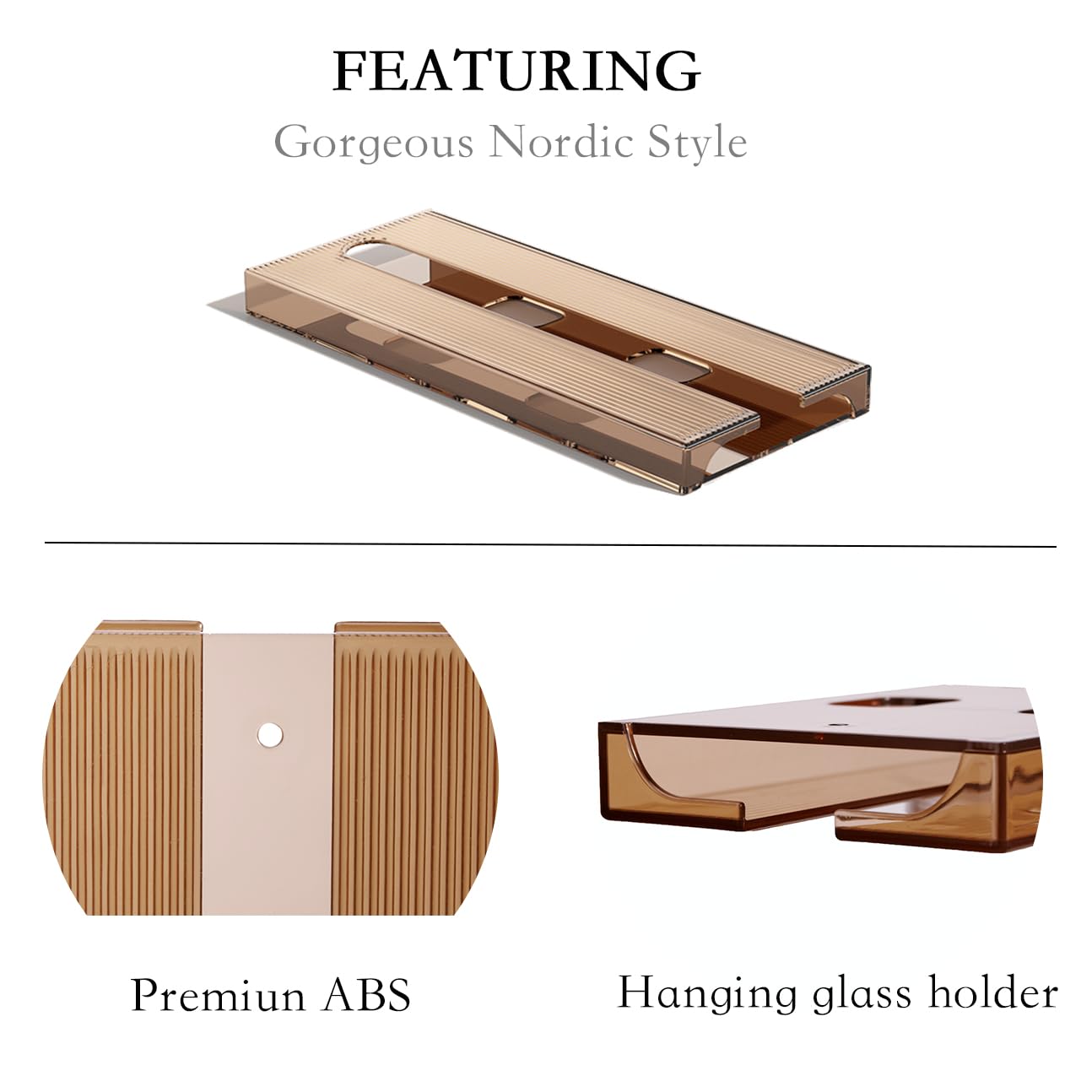 Premium Under Cabinet Wine Glass Holder Rack - 2 Pack Hanging Storage for Kitchen, Home & Bar - Space-Saving Brown Wine Glass Organizer - Perfect for Wine Enthusiasts & Entertaining Guests