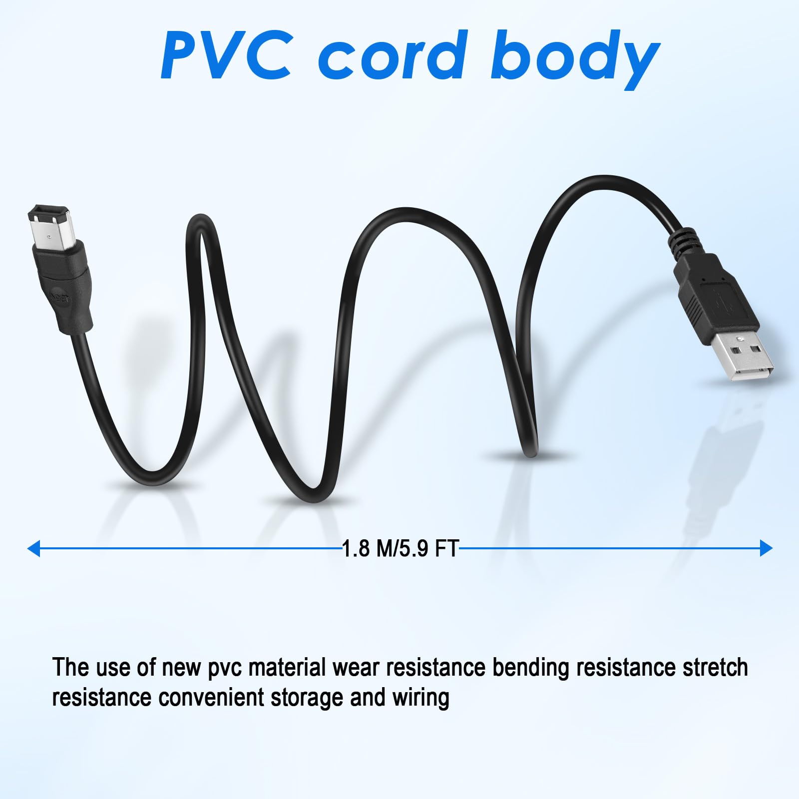 Firewire to USB Adapter Cable - 6-Pin IEEE 1394 Male to USB 2.0 Male Converter - Firewire 400 1394-a to USB A Connector Cord for Printer, Scanner, Hard Drive - Ideal for Data Transfer Between Legacy Devices and Modern Computers (Not Compatible with Sound Cards)