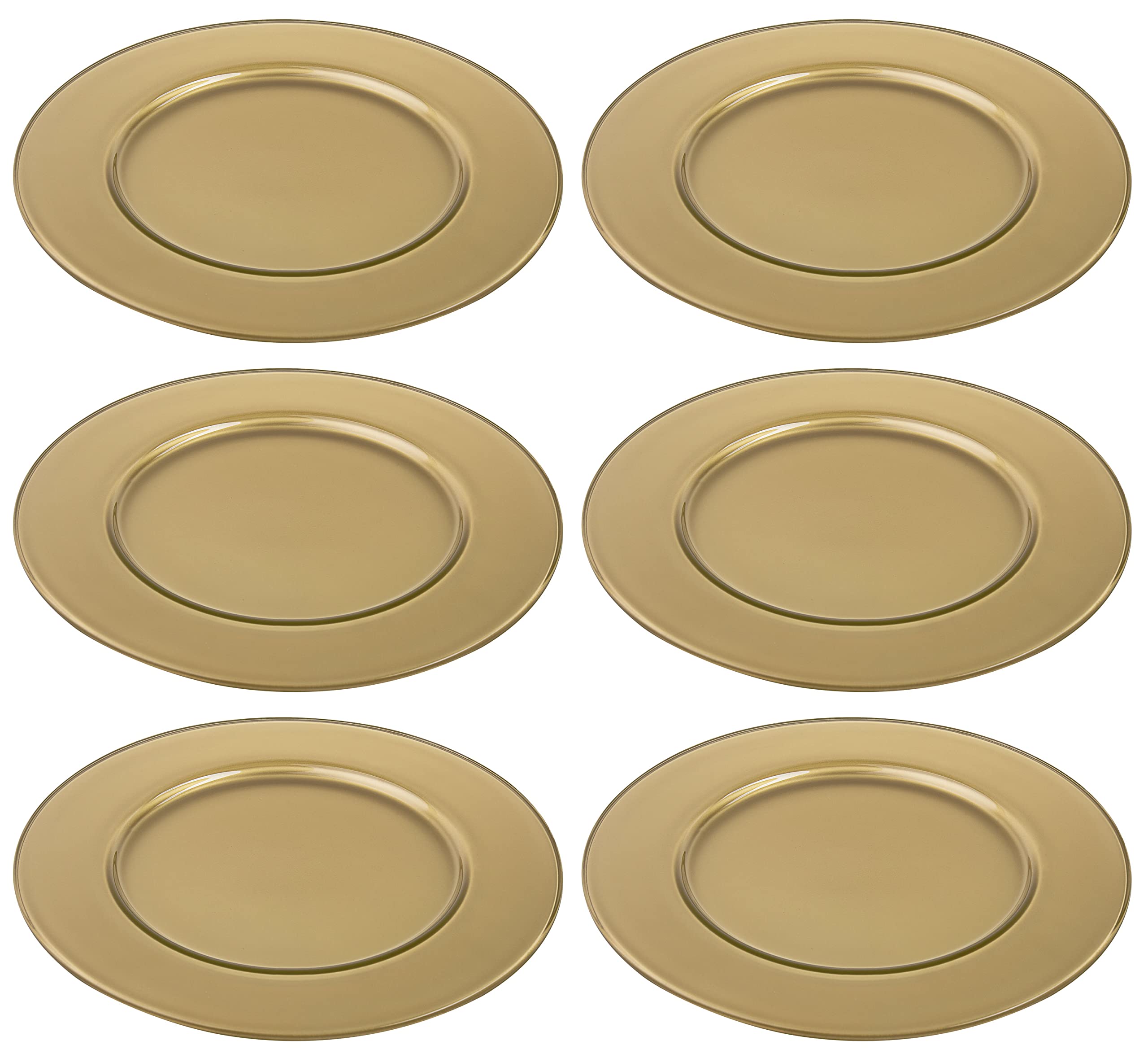 Barski Glass Charger Plates - Set of 6 Elegant Gold 12.5