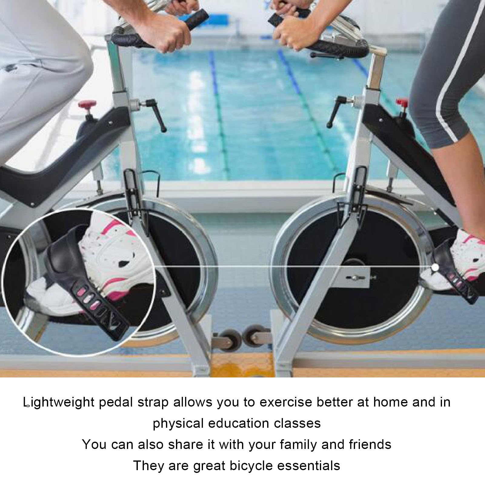 2 Pair Adjustable Universal Exercise Bike Pedal Straps - Secure Fit for Indoor Cycling, Spin Bikes & Stationary Bikes - Ideal for Home Gym & Fitness Training