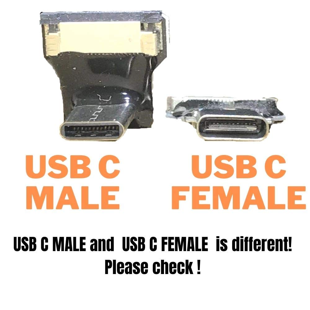 Soft Slim USB-C Cable - 10CM FPV Thin Ribbon FPC Cable - USB Type C Male 90° Angled to USB Type C Female Straight Connector - Fast Sync & Charging for Drones, FPV Goggles, and Mobile Devices