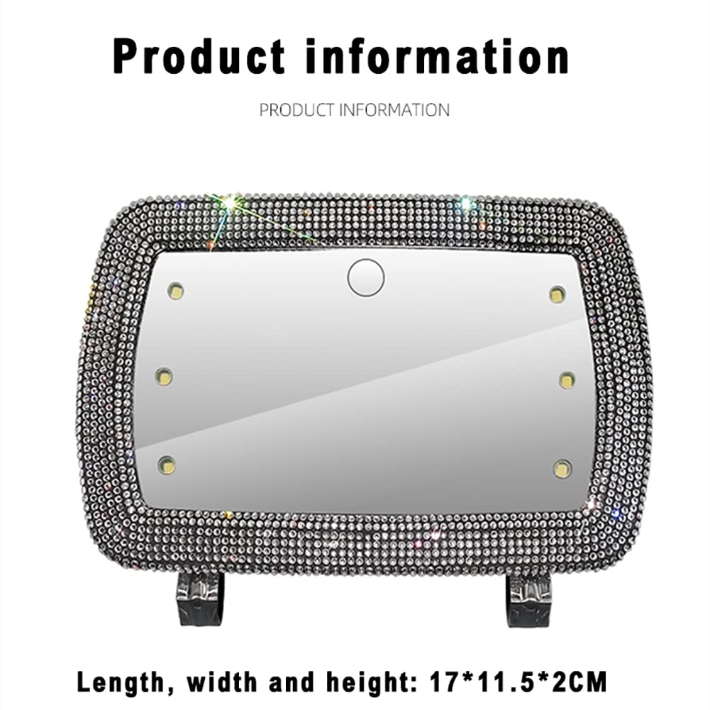 **Zcargel Universal Car Makeup Mirror - High-Definition Stainless Steel Sun Visor Mirror with Rhinestones & Glitter for Cars, Trucks, SUVs - Perfect for On-the-Go Touch-Ups & Vanity Use**
