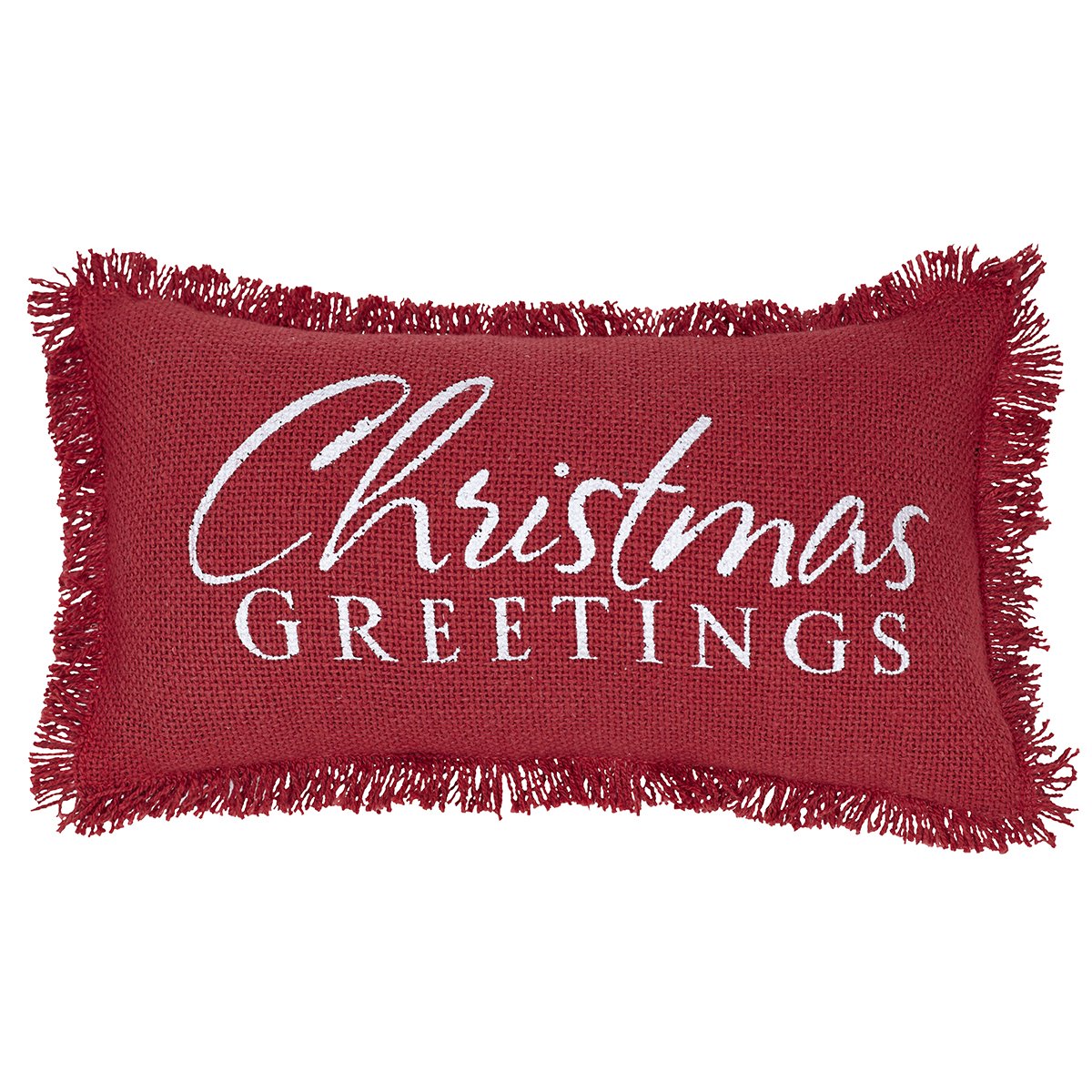 VHC Brands Burlap Christmas Greetings Cotton Farmhouse Decor Stenciled Pillow - 7