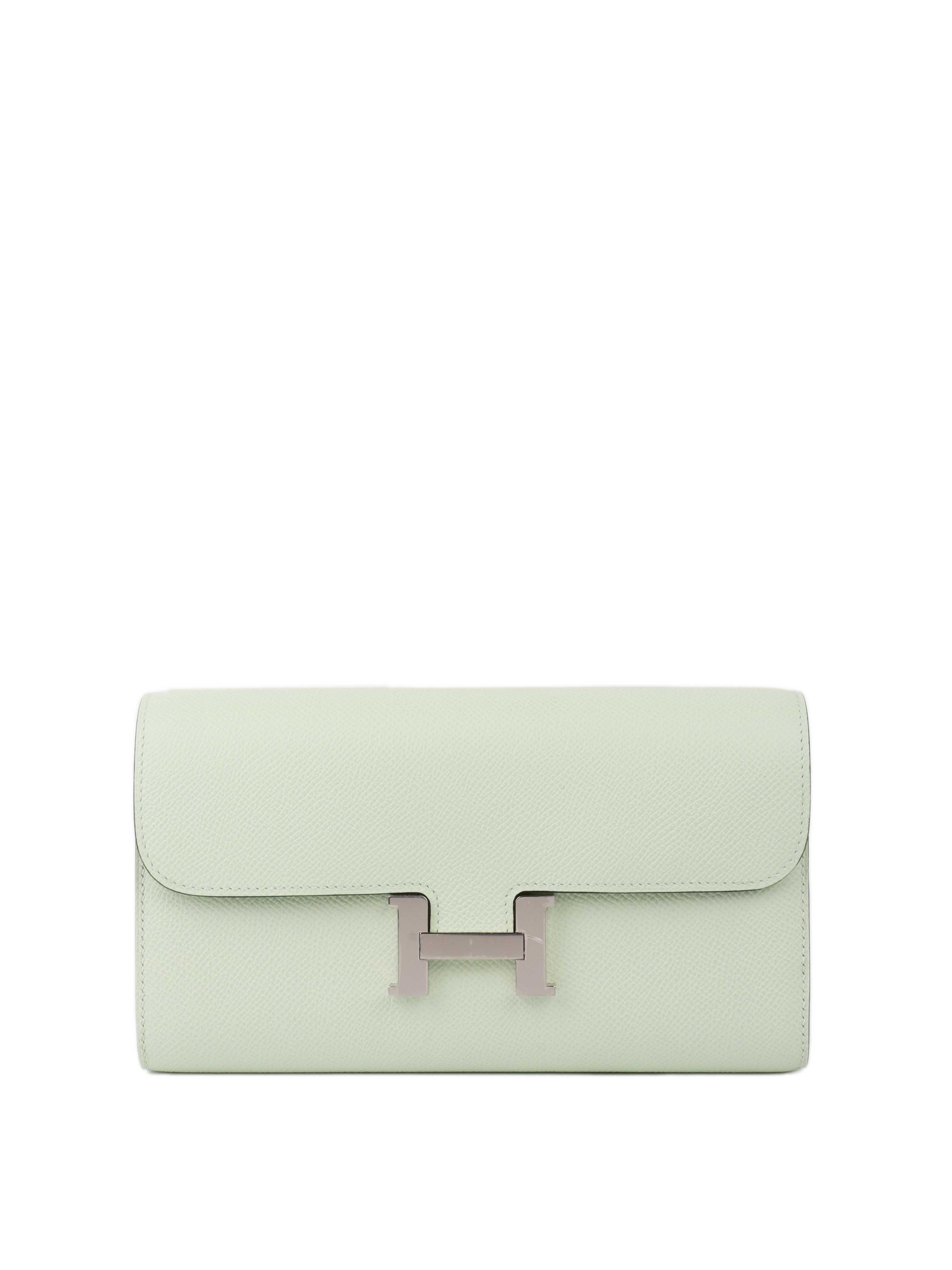Hermes Constance To Go Wallet in Vert Fizz with Palladium Hardware - Compact Luxury Crossbody Bag for Women, Perfect for Everyday Use, Travel & Special Occasions