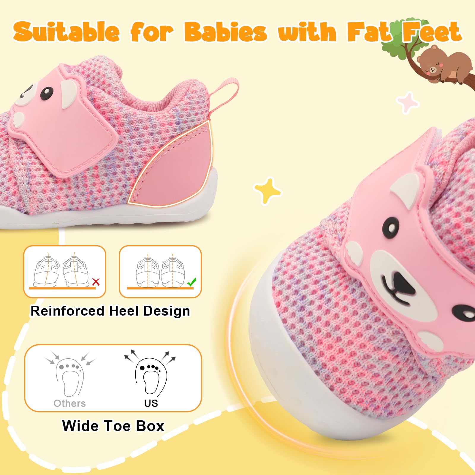 **FEETCITY Baby Walking Shoes – Wide Toddler Sneakers for Boys & Girls | Breathable Barefoot Slip-On Shoes for Infants | Perfect for Indoor Play, Outdoor Walks & First Steps**