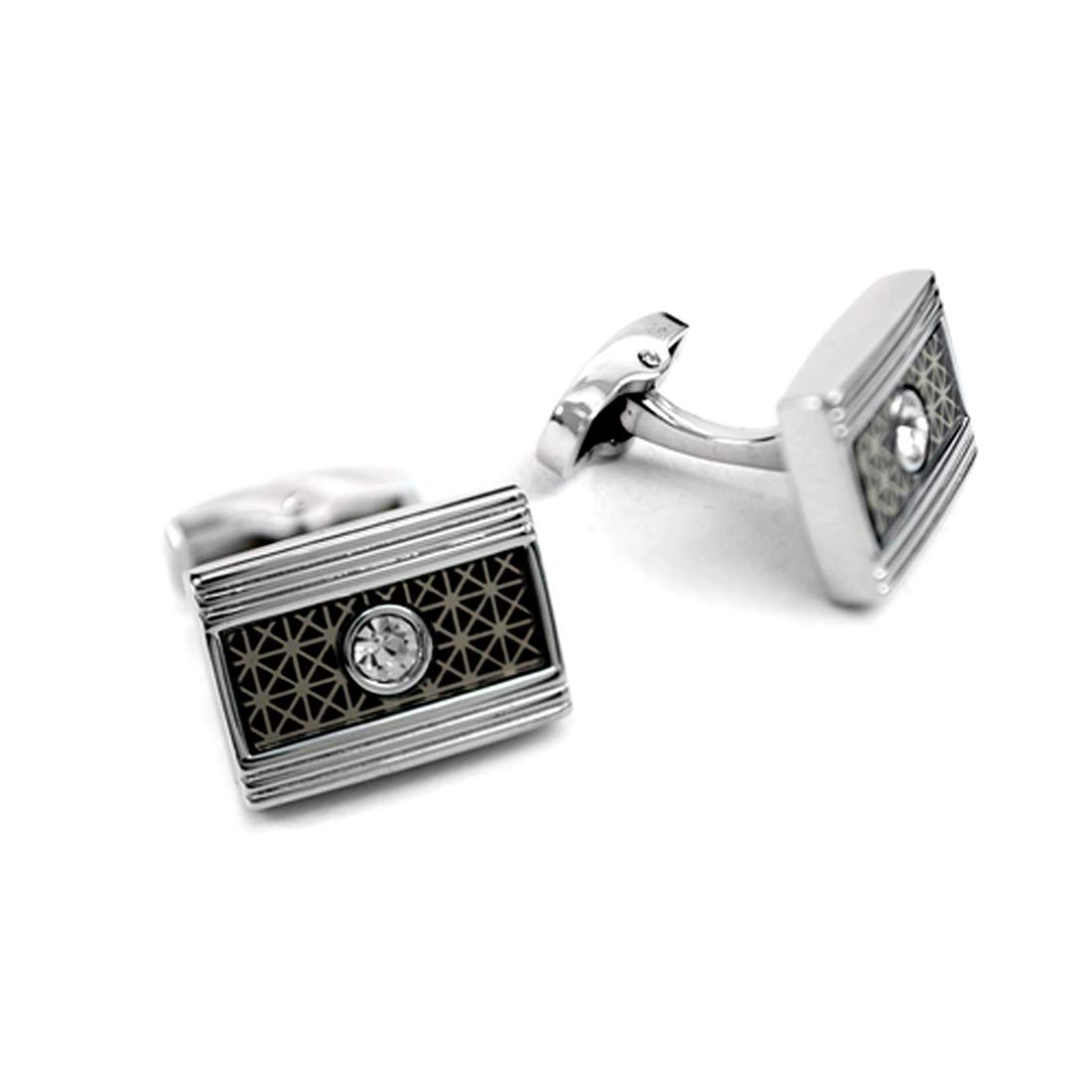 Premium Silver-Plated Crystal Cufflinks - Elegant Formal Wear Accessory