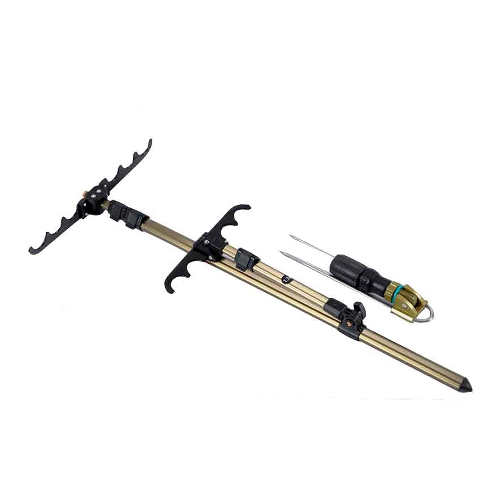 Aluminum Alloy Fishing Rod Stand - Double Turret Bracket with Multi-Function Design for Ground Insert & Rod Holding | Perfect for Shore Fishing, Boat Angling & Ice Fishing Adventures