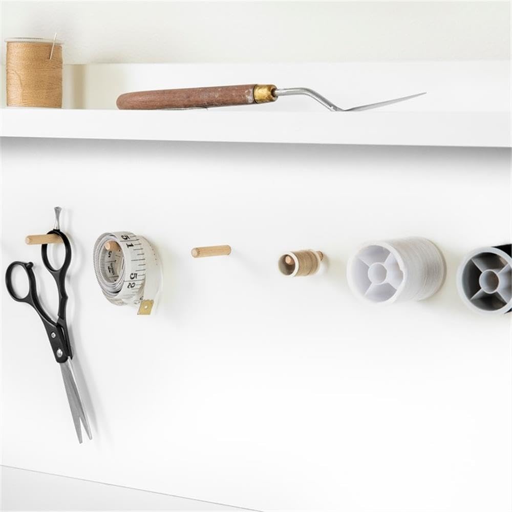 Pemberly Row Contemporary Craft Table - Multipurpose Craft Station with Compact Design, Sewing Desk with Drawers and Shelves, White - Perfect for DIY Projects, Sewing, Scrapbooking & Home Office Workspace