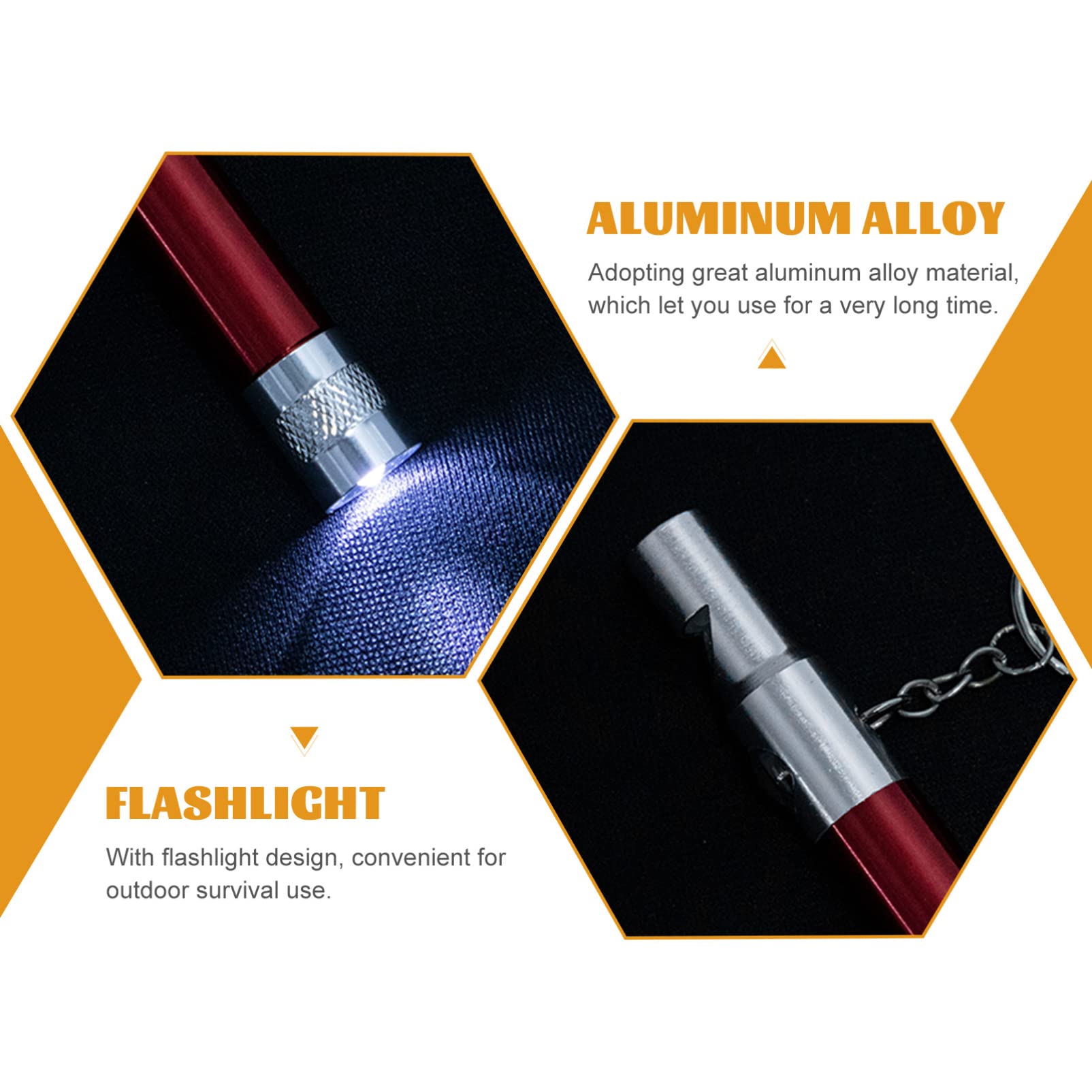 2-Pack Aluminum Alloy Survival Whistles with Emergency Compass - Loud Safety Whistle for Kayaking, Hiking, Camping & Outdoor Adventures - Includes Mini Flashlight for Emergency Situations