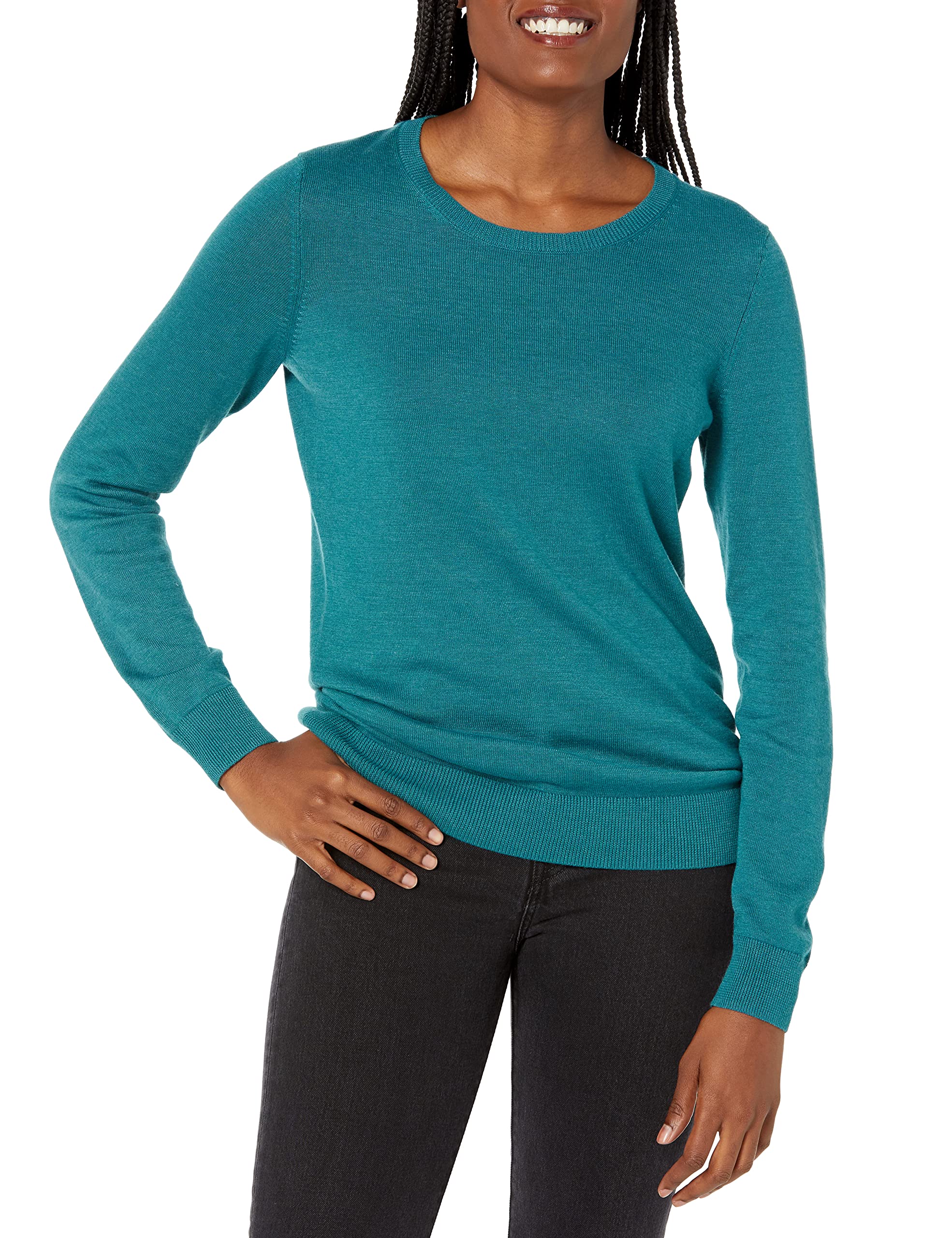 Amazon Essentials Women's Long-Sleeve Lightweight Crewneck Sweater - Soft Stretch Knit Pullover for Casual Wear, Office & Layering | Comfortable Everyday Sweater for Fall & Winter