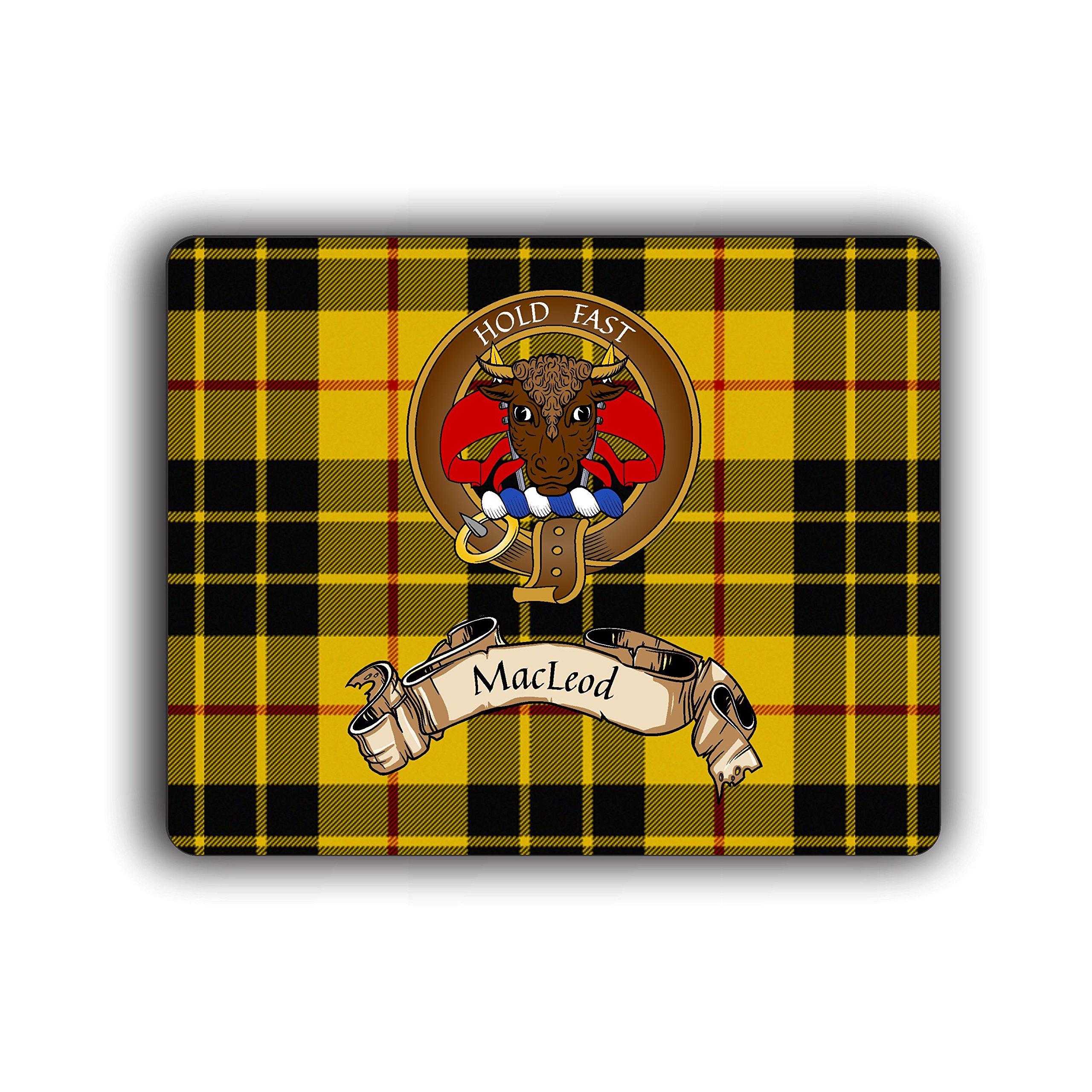 MacLeod Scottish Clan Tartan Crest Mouse Pad - Non-Slip Rubber Base Computer Desk Accessory for Office, Gaming & Home Use