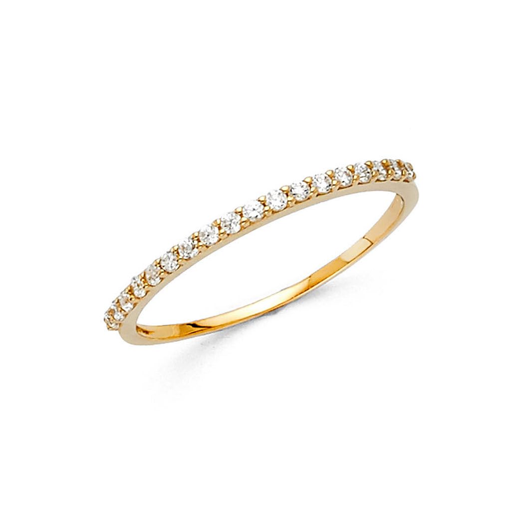 14K Yellow Gold CZ Cubic Zirconia Simulated Diamond Anniversary Band Ring for Women & Men - Size 7 | Elegant Wedding, Engagement & Promise Ring for Couples | Perfect Gift for Anniversaries, Valentine's Day & Special Occasions
