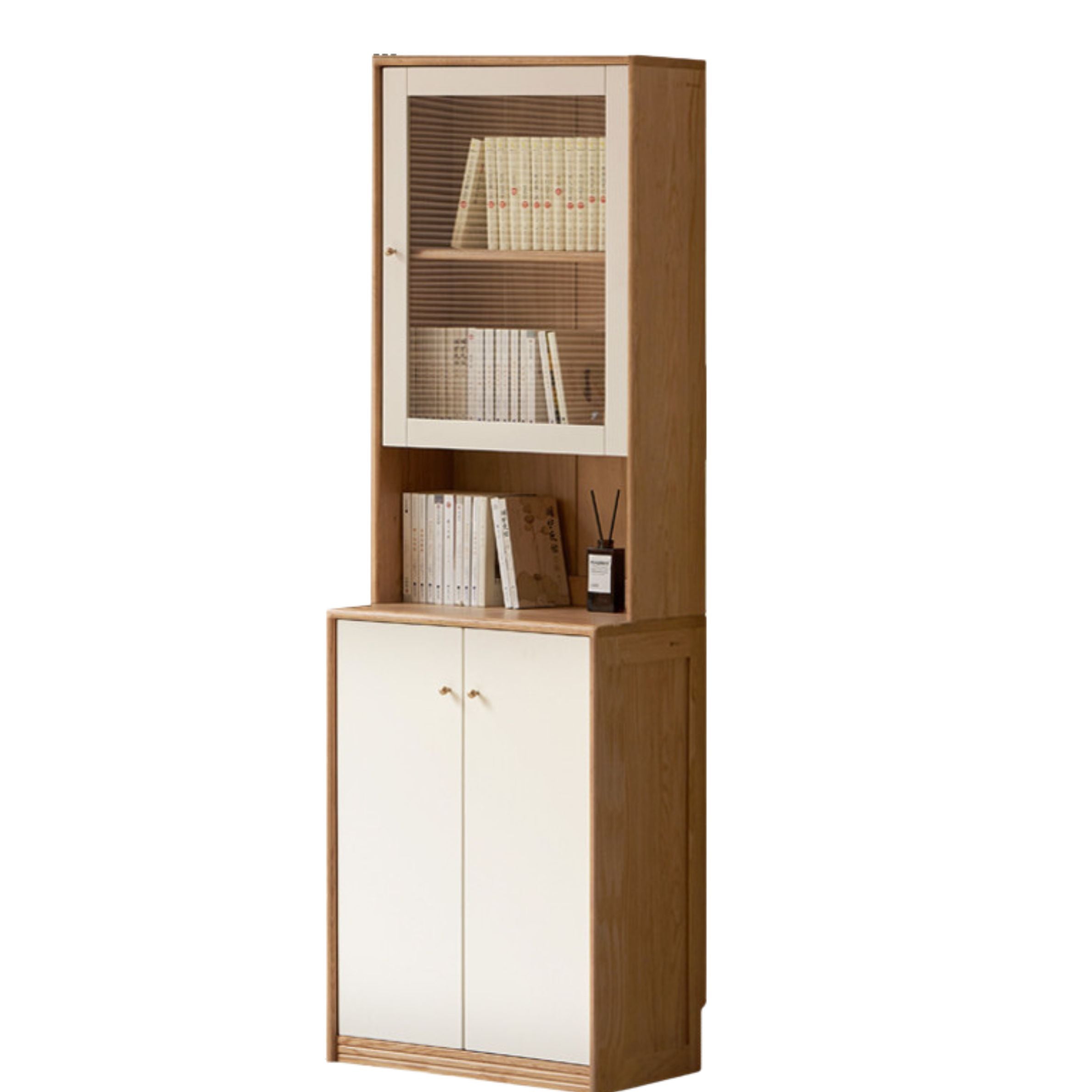 Oak and Poplar Solid Wood Bookcase - Sturdy and Stylish Bookshelf for Home Office, Living Room, or Library Storage