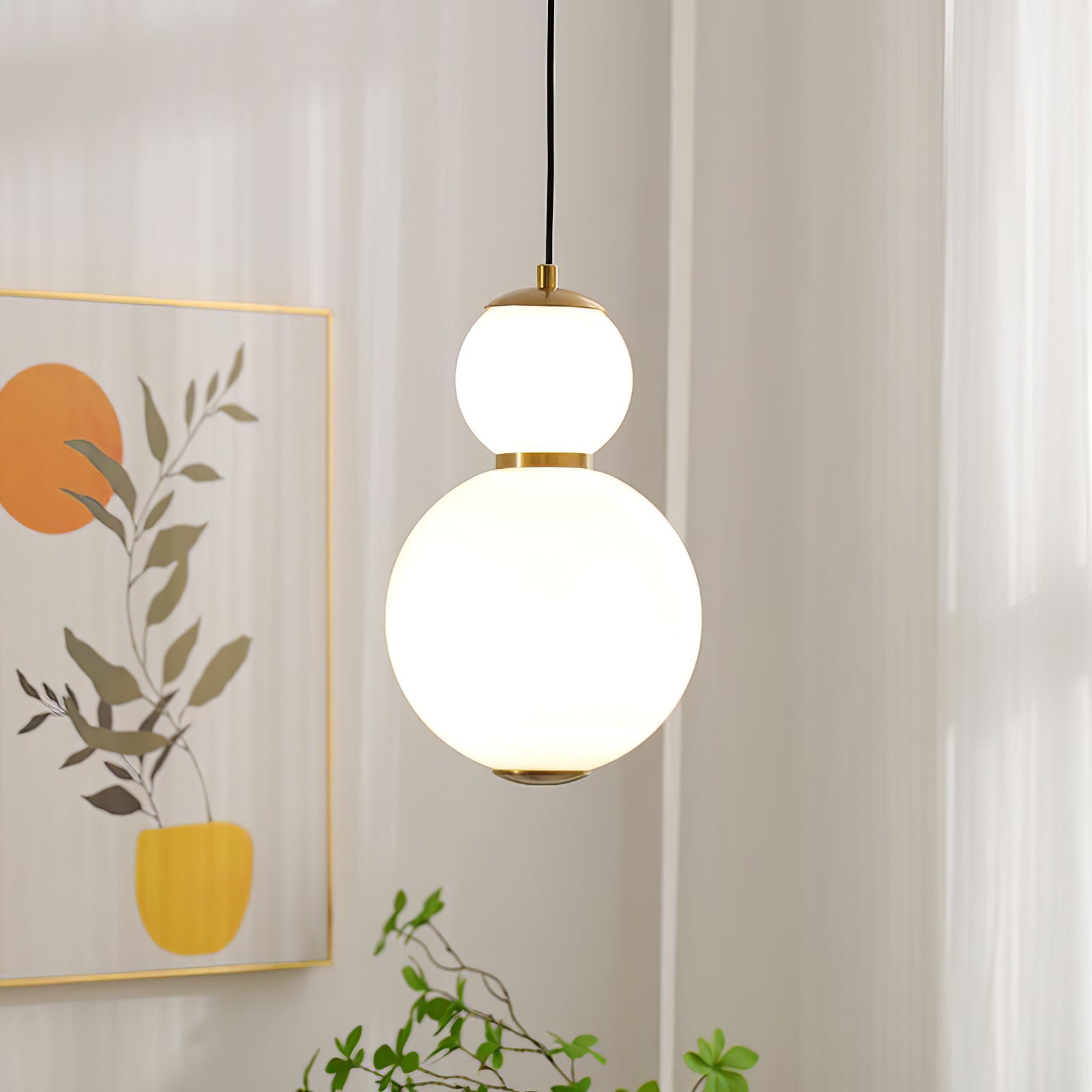 Modern Double Globe Pendant Light - Adjustable Hanging Chandelier for Dining Room, Kitchen Island & Bedroom Lighting - Industrial Vintage Style Ceiling Fixture