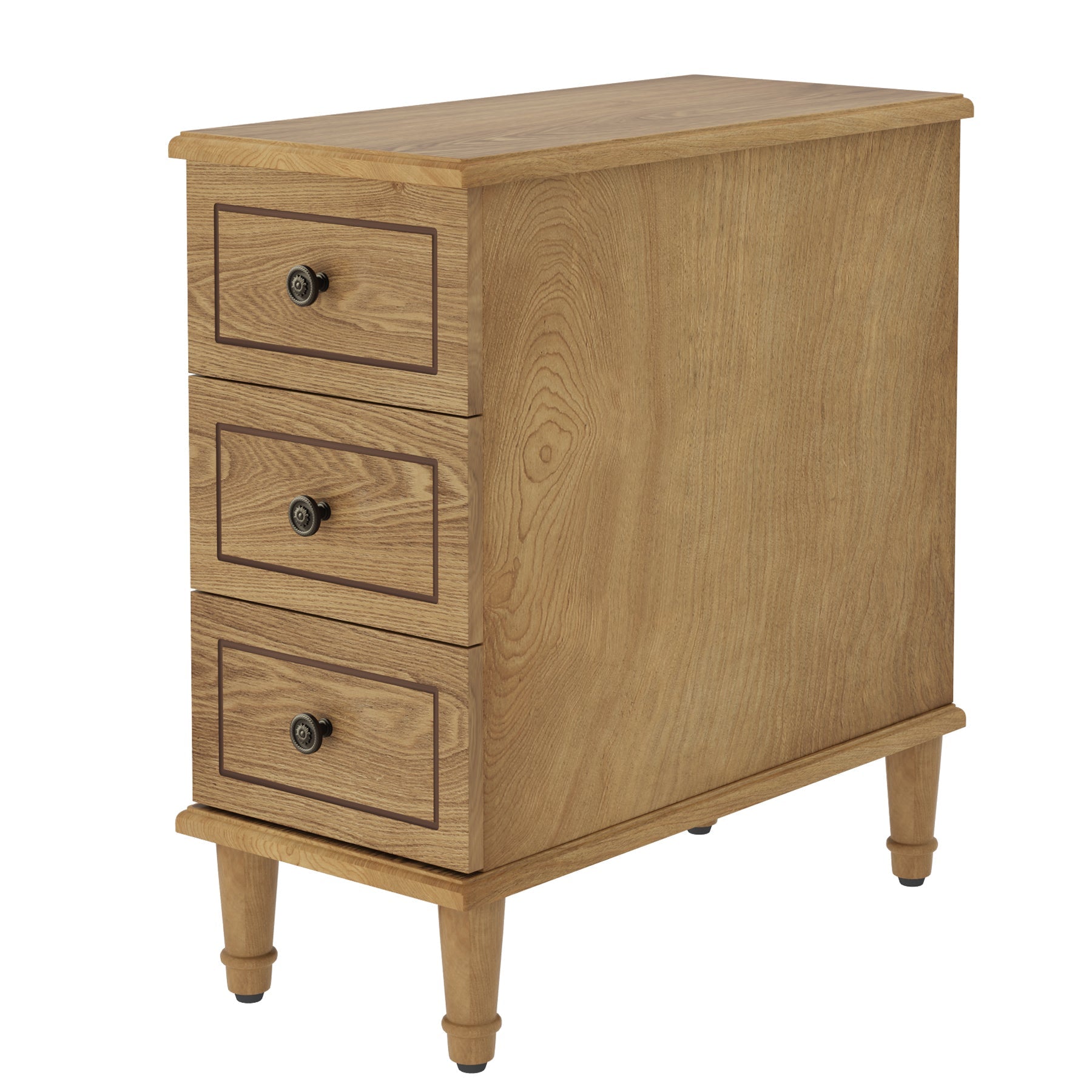 Solid Wood Nightstand with 3 Drawers - Fully Assembled Narrow Bedside Table for Small Spaces | Perfect for Bedrooms, Apartments & Dorm Rooms