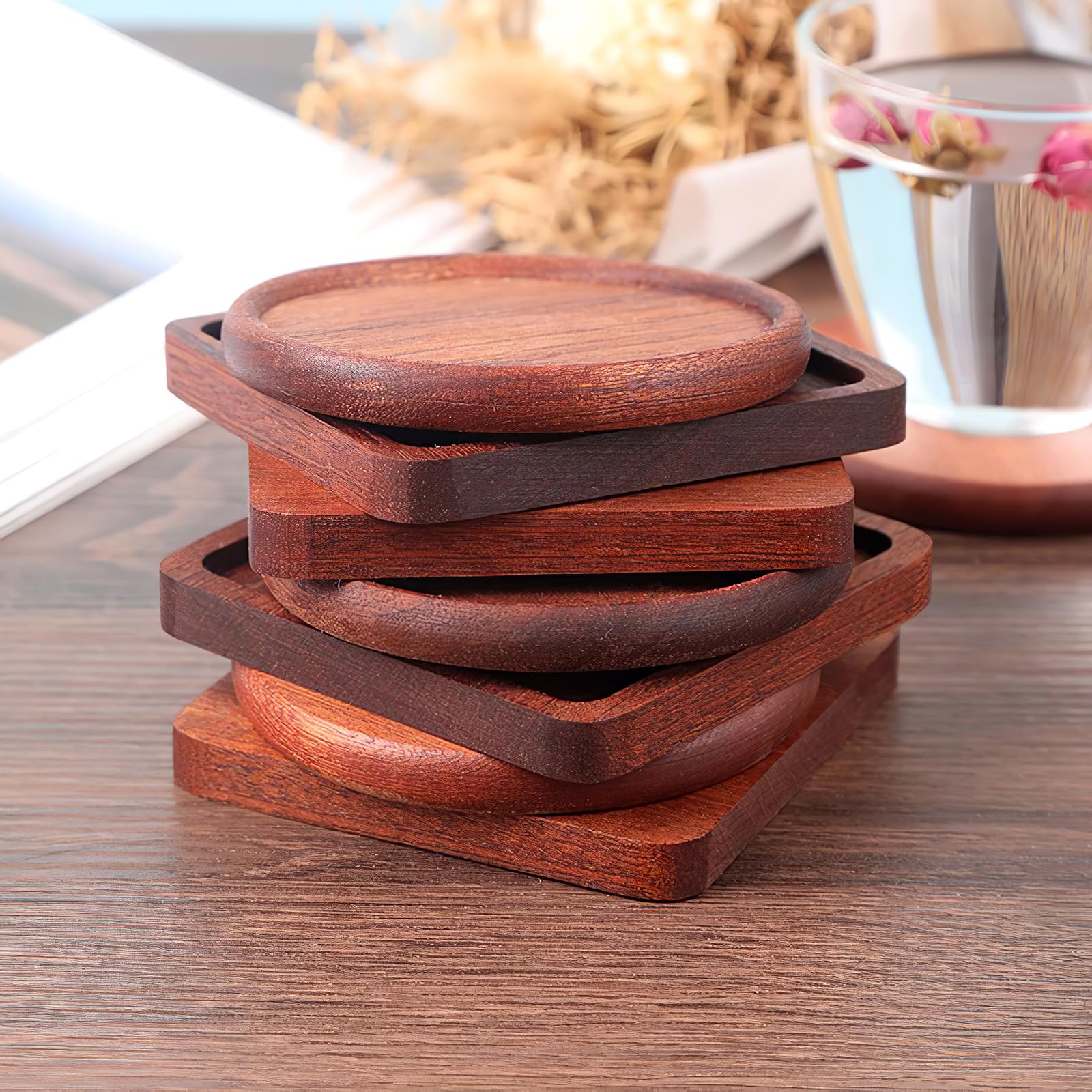 Custom Wooden Coasters Set - Personalized Wedding & Anniversary Gifts for Couples - Bar & Home Decor