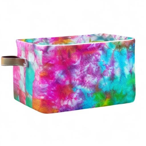 Vibrant Tie-Dye Storage Basket - Large Collapsible Fabric Cube Bin for Home, Office & Closet Organization (15