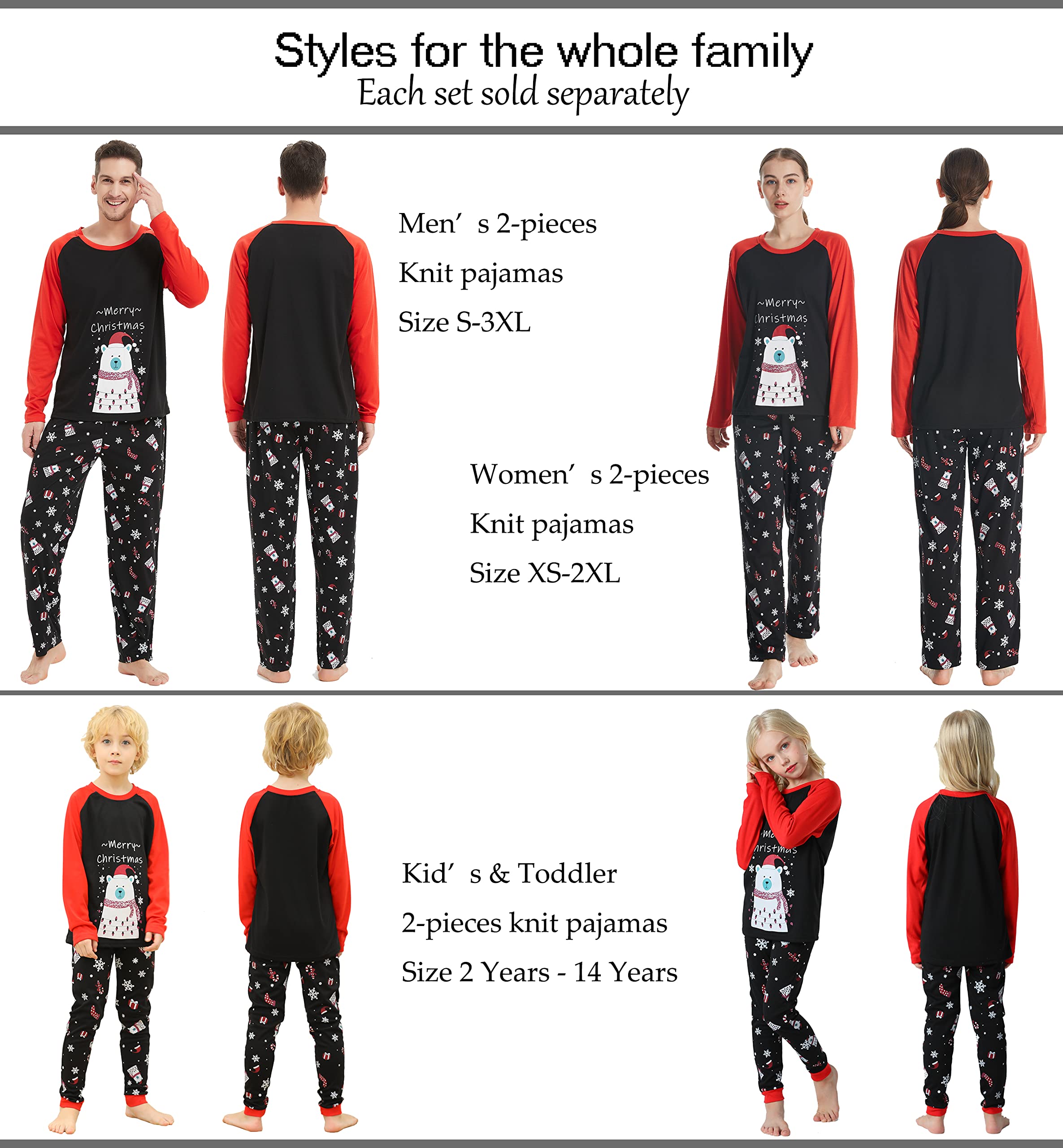 Cute Polar Bear Family Matching Pajama Sets - Christmas Sleepwear for Cozy Nights