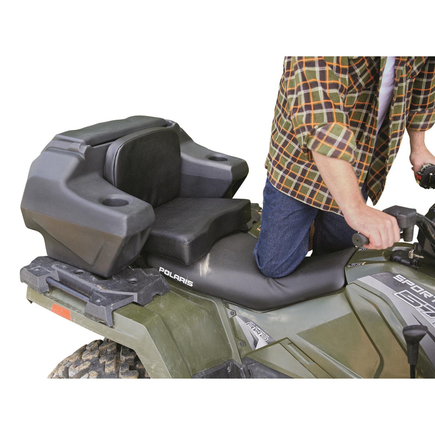 Guide Gear ATV Lounger Seat with Storage - Large Cushion & Cargo Box, Universal ATV Accessories with Helmet Holder for Outdoor Riding & Hunting Comfort