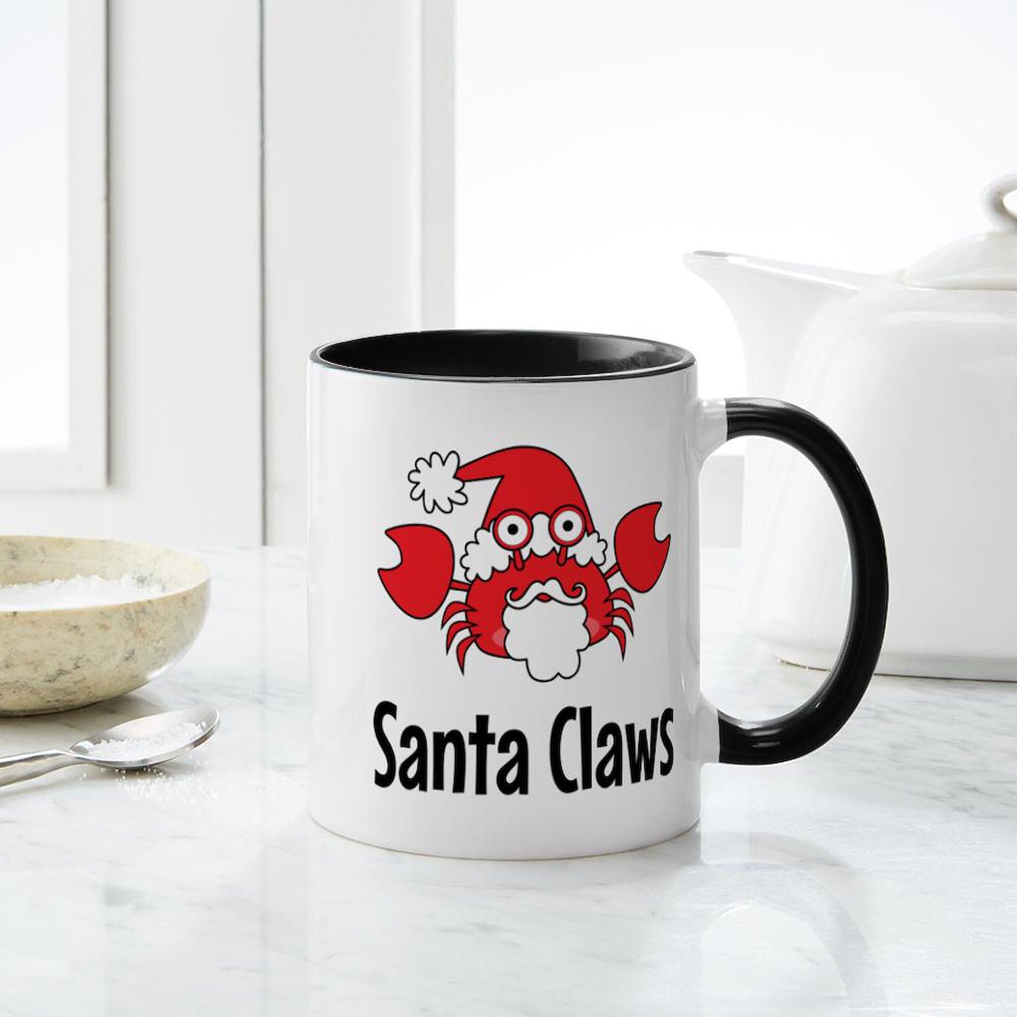 Santa Claws 11 oz (325 ml) Ceramic Coffee Mug - Funny Christmas Gift for Cat Lovers - Perfect for Hot Cocoa, Tea & Office Use