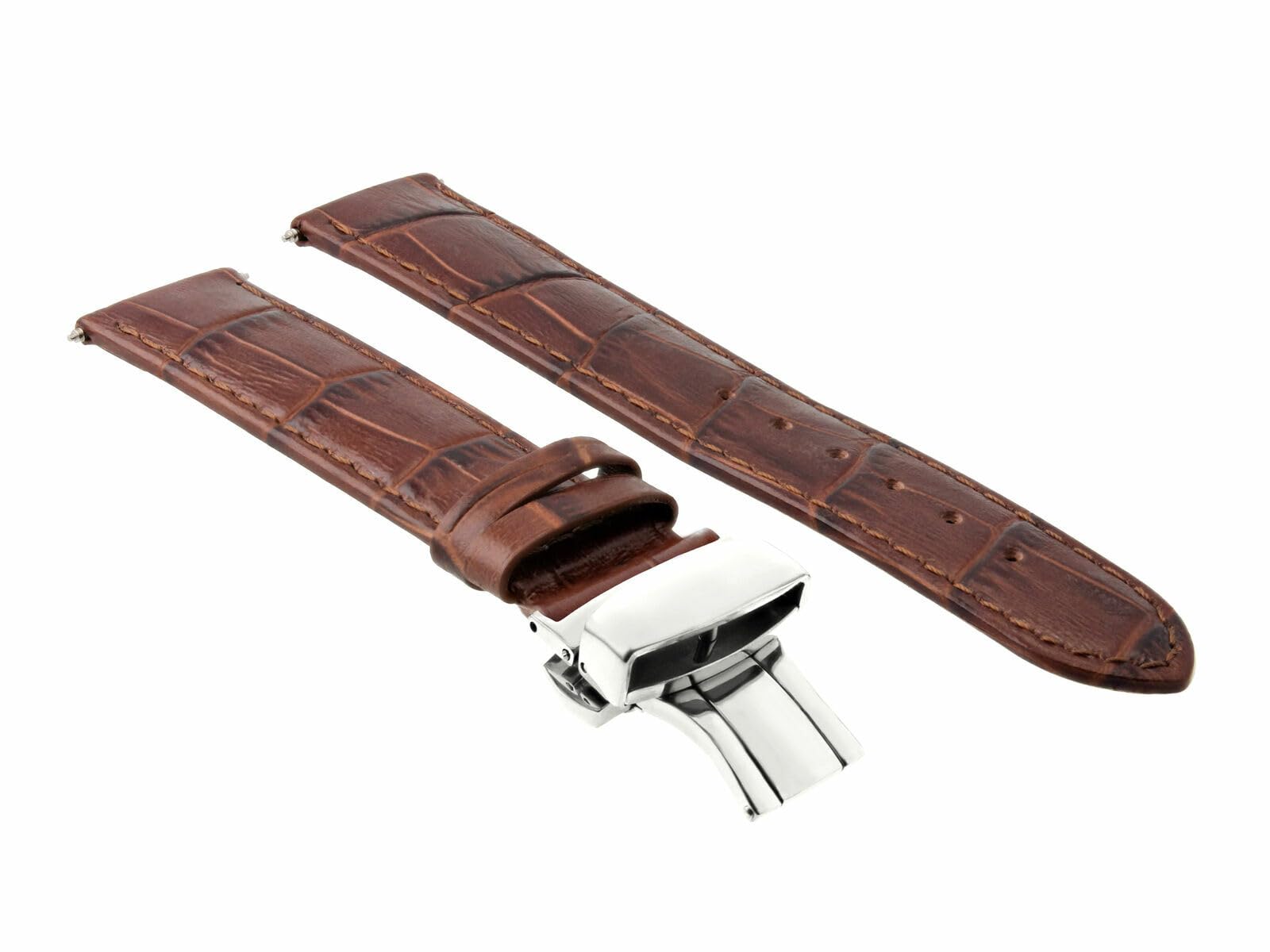 19mm Genuine Leather Watch Band Strap with Deployment Clasp - Compatible with Citizen Eco-Drive - Light Brown Replacement Strap for Men & Women - Dress & Casual Wear