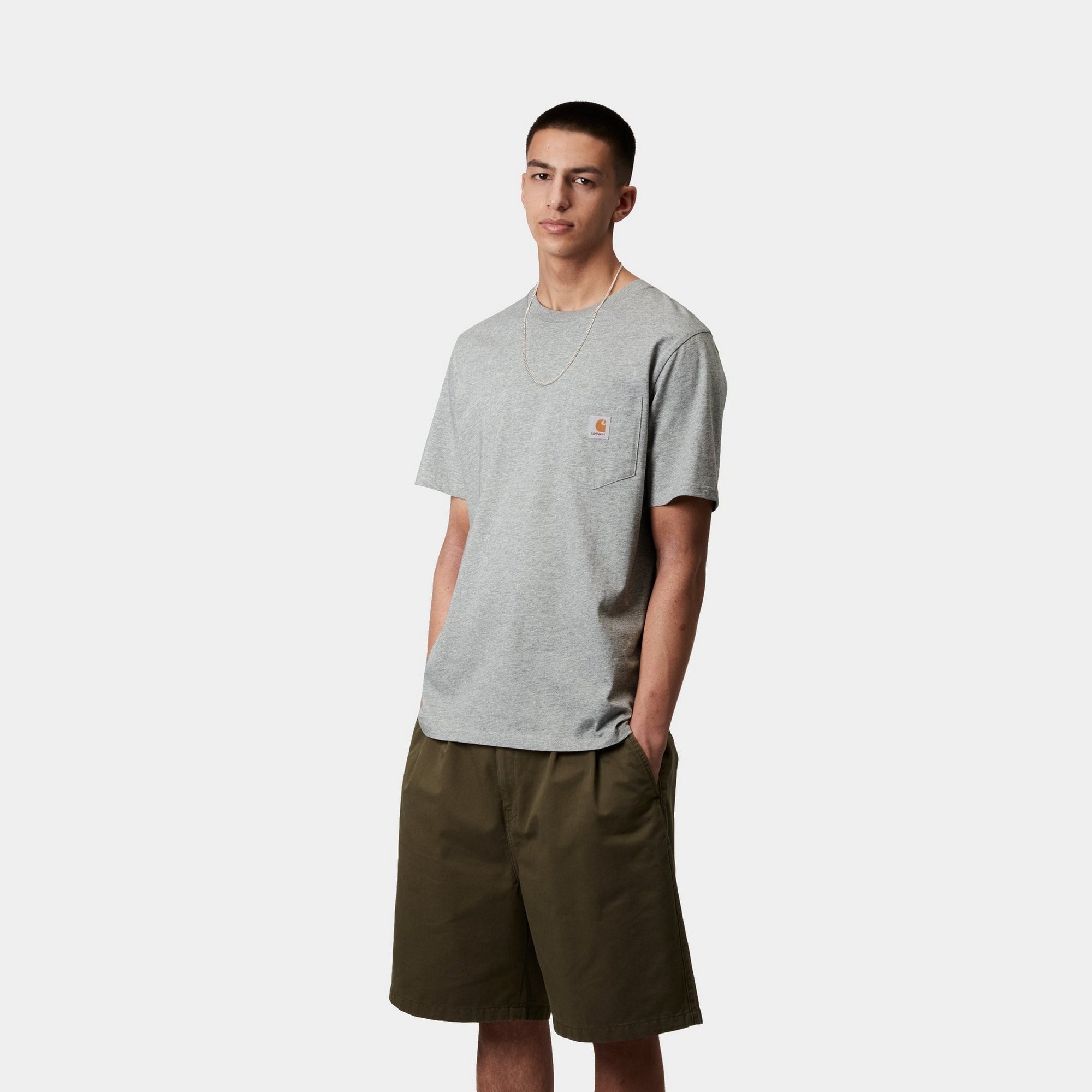 Men's Pocket T-Shirt - Soft Grey Heather Cotton Tee for Casual Wear & Everyday Comfort | Perfect for Outdoors, Work & Relaxation