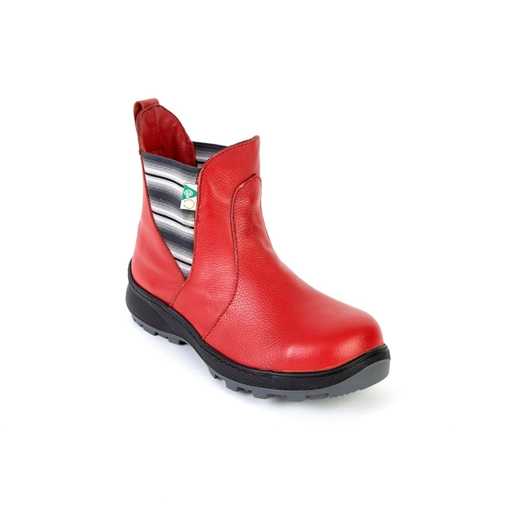 Feather Paris Women's Slip On Steel Toe Safety Boots - Red (140552) | Comfortable & Durable Work Shoes for Construction, Warehouse & Industrial Safety