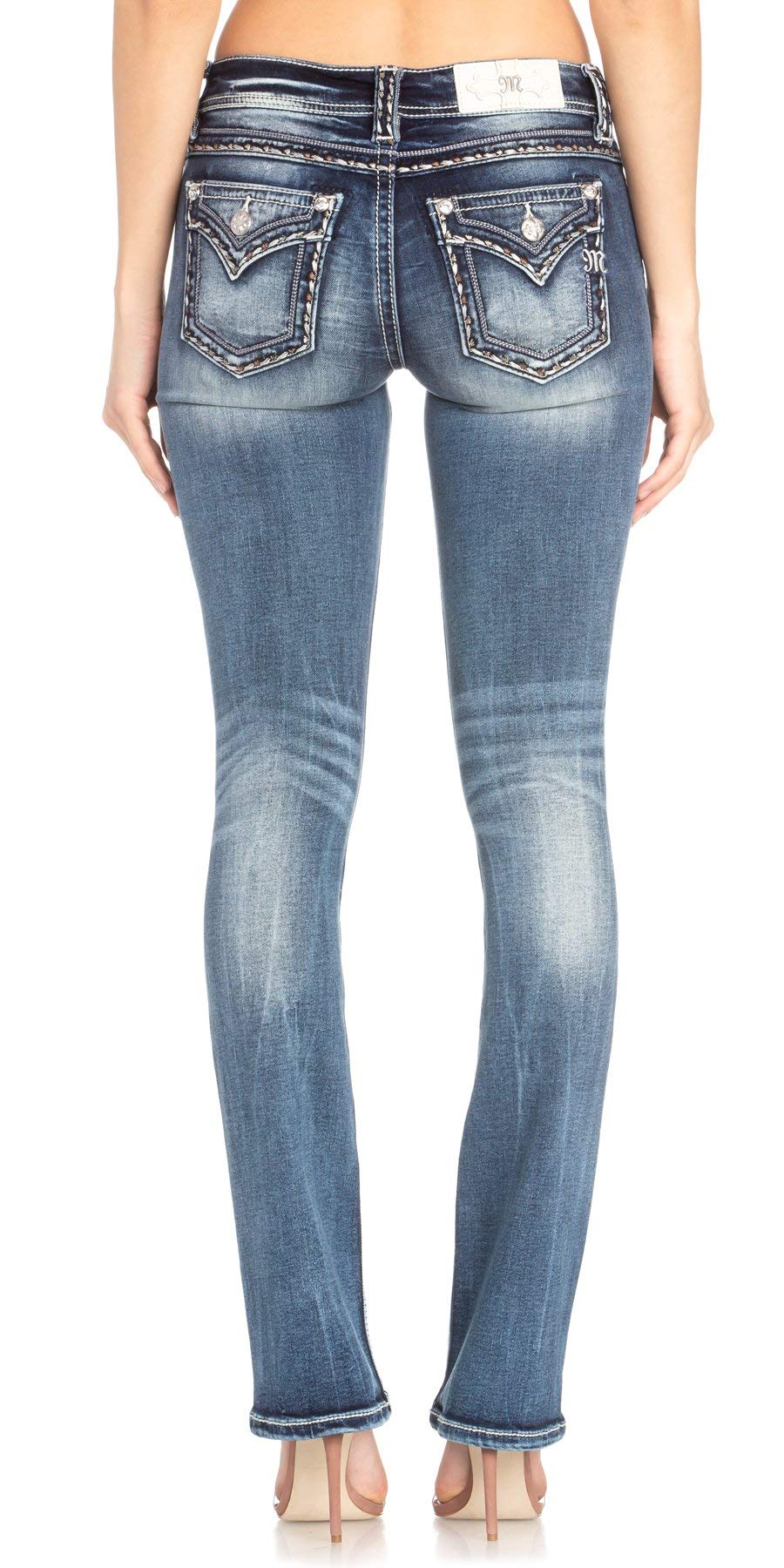 Miss Me Women's Embroidered Bootcut Jeans - Stretch Denim Pants with Floral Design for Casual & Night Out | Perfect for Date Nights, Parties & Everyday Wear