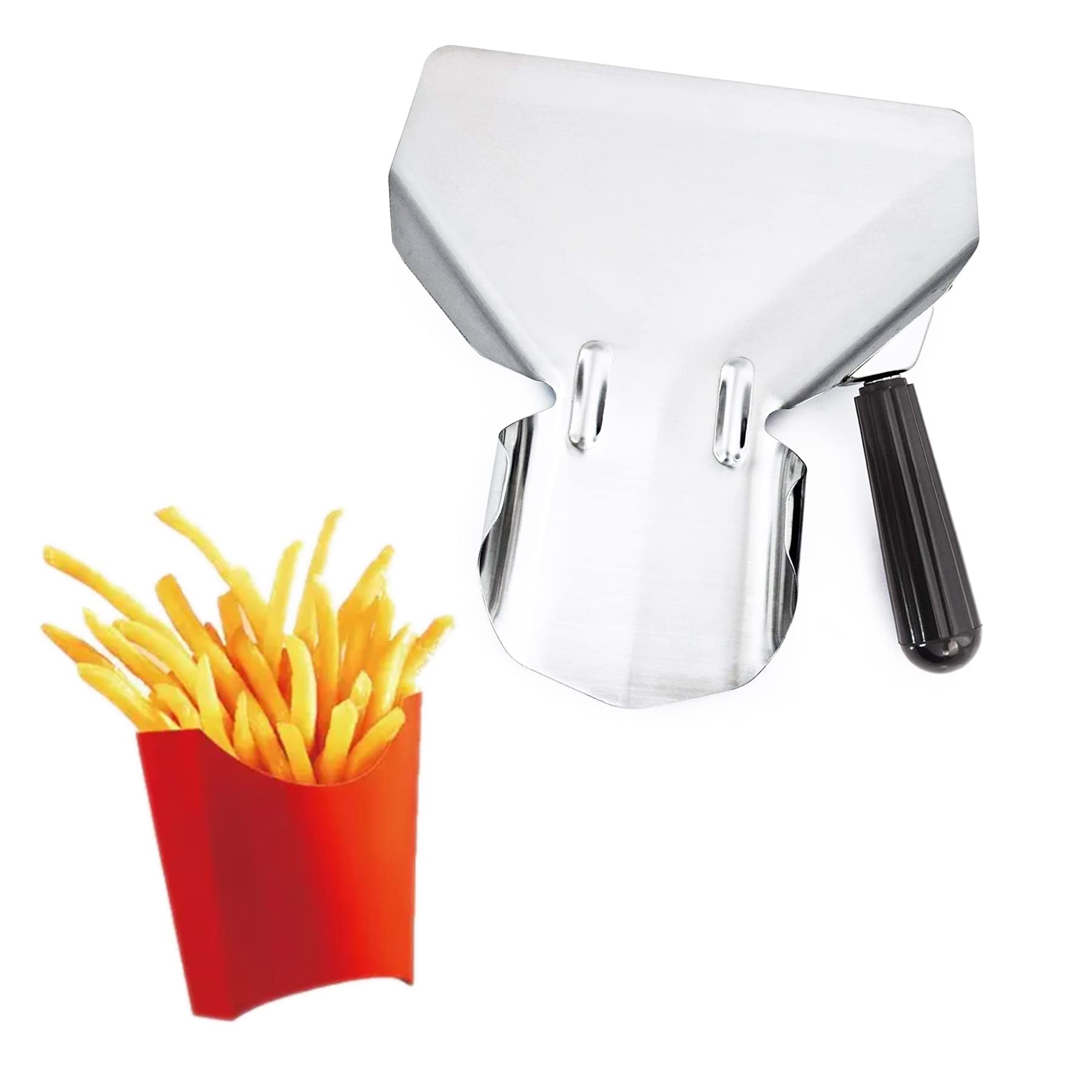 Premium Stainless Steel French Fry Scoop - Chip & Popcorn Bagger Tool for Ice Cream, Candy & Desserts - Ergonomic Right Handle Design - Perfect for Movie Nights, Parties & Snack Bars