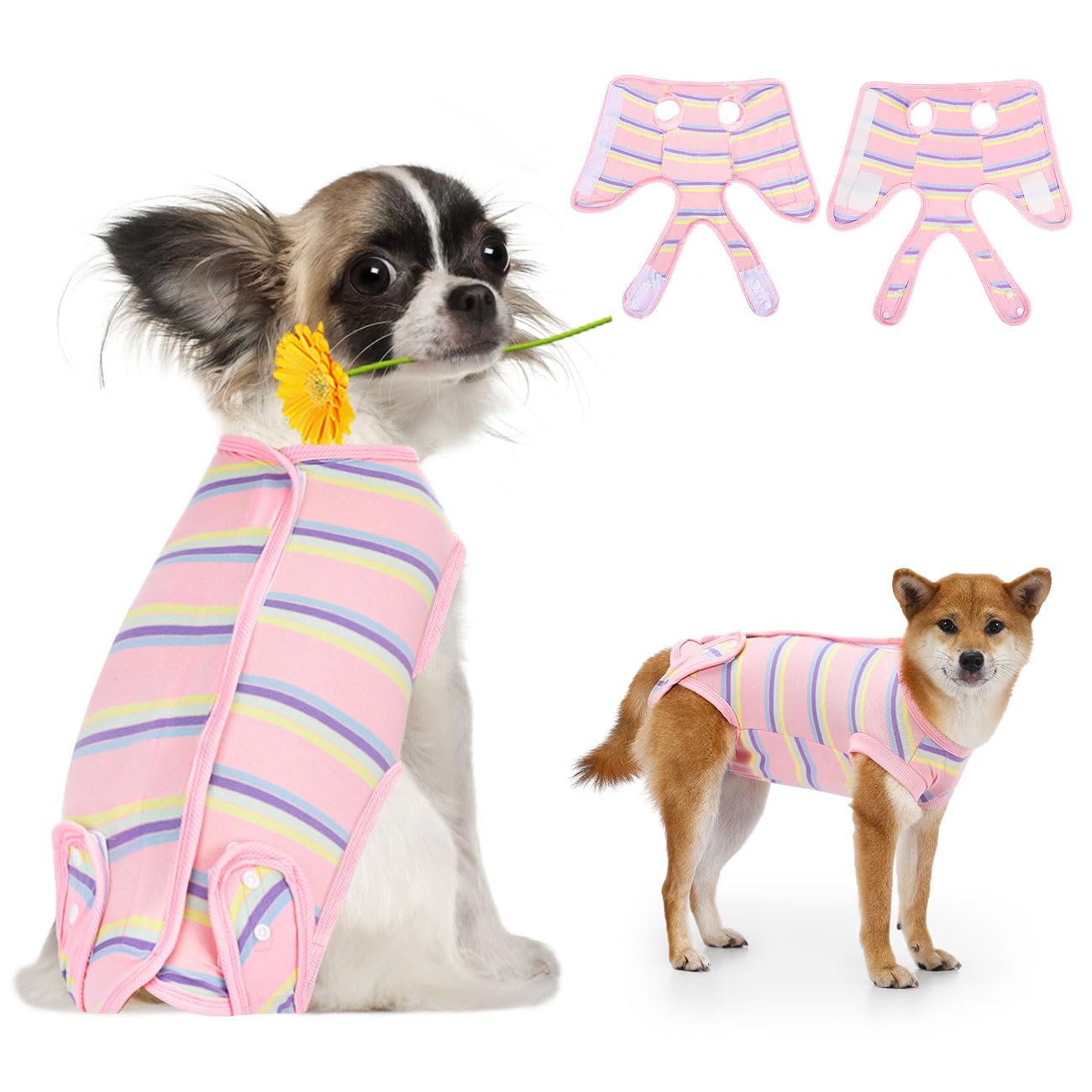 Dog Surgery Recovery Suit - Post-Surgical Onesie for Male & Female Dogs - Soft Cone Alternative for Abdominal Wounds & Skin Care - Comfortable Pet Bodysuit (Pink) - Ideal for Post-Op Healing & Wound Protection