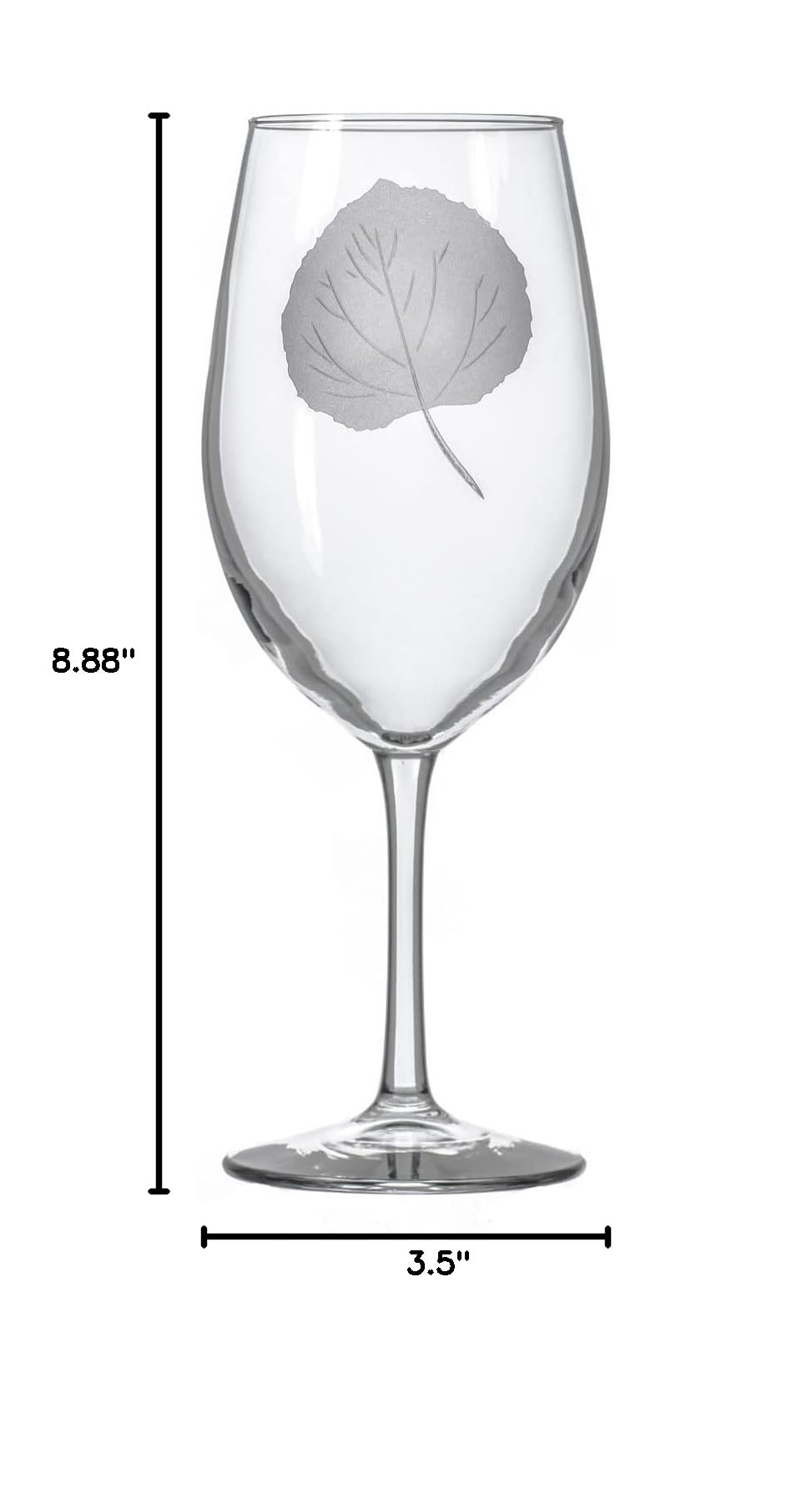 Premium Rolf Glass Aspen Leaf 18oz All-Purpose Wine Glasses Set of 4 - Lead-Free Crystal Clear Engraved Large Stemware - Handcrafted in USA - Perfect for Dinner Parties, Wine Tasting & Gift Giving