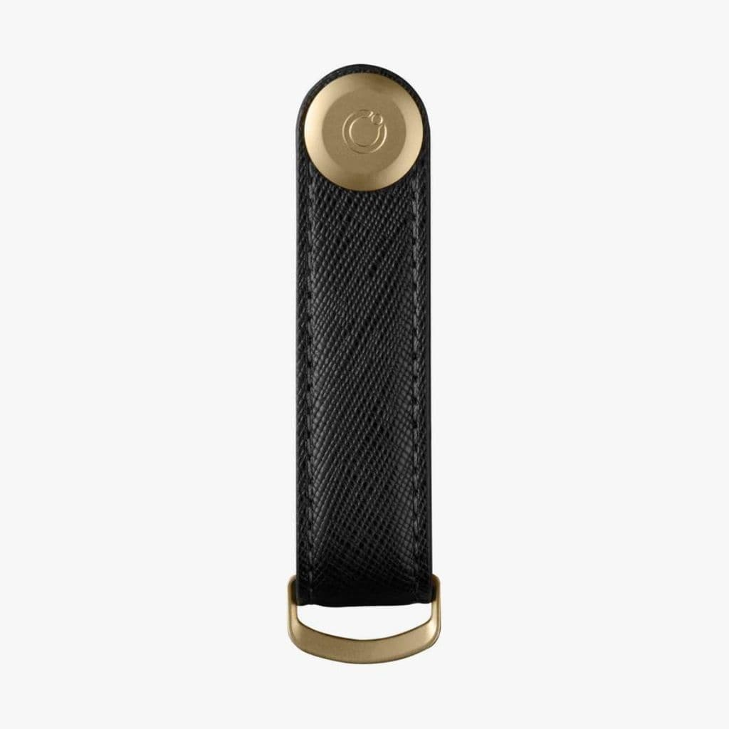 Orbitkey Saffiano Leather 2.0 Key Organizer - Premium Key Holder for Men & Women - Slim Minimalist Keychain with RFID Protection - Perfect for Home, Office, and Travel (Liquorice Black)
