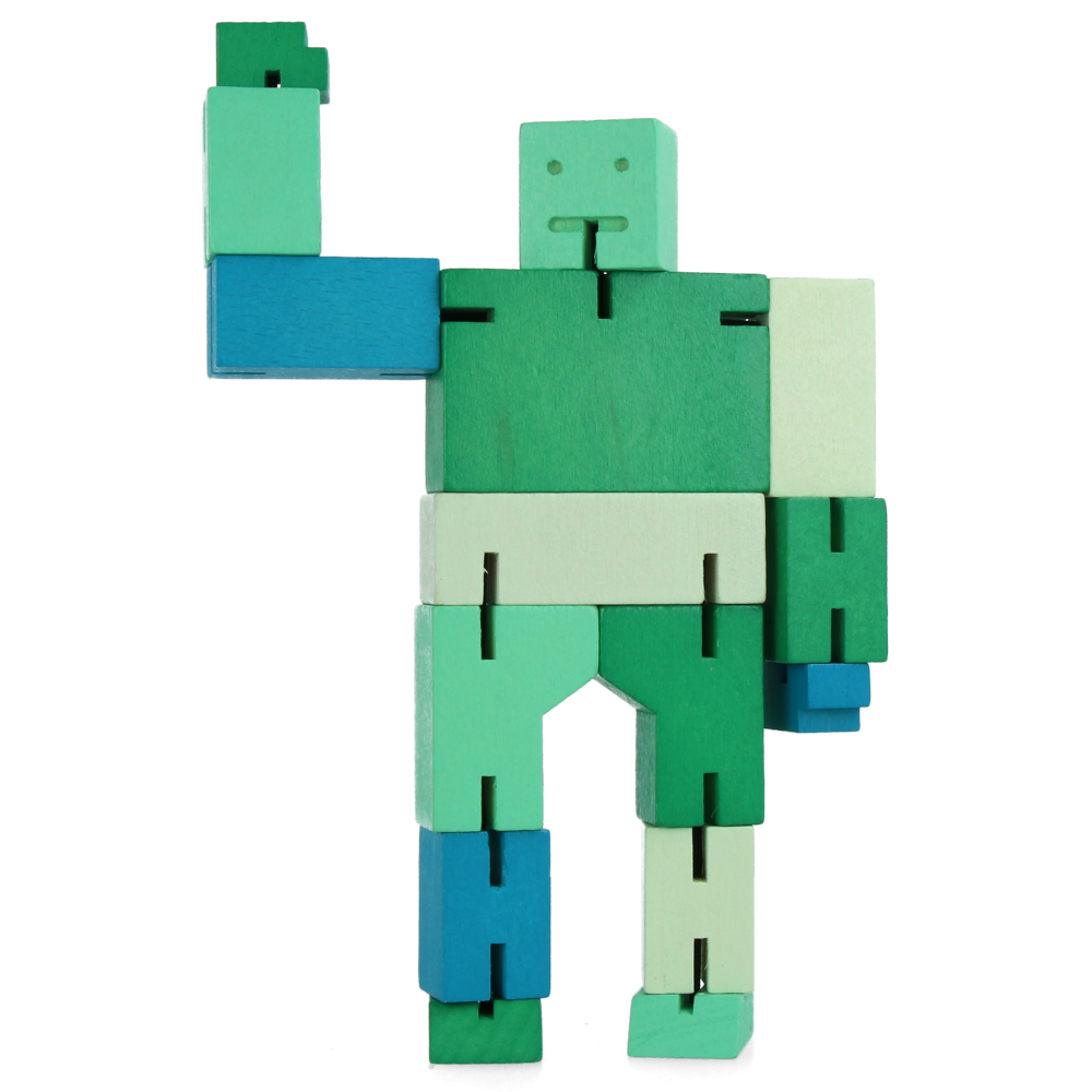 Cubebot Small Green Wooden Robot Toy - Fun & Educational STEM Gift for Kids | Perfect for Playtime, Learning & Home Decor