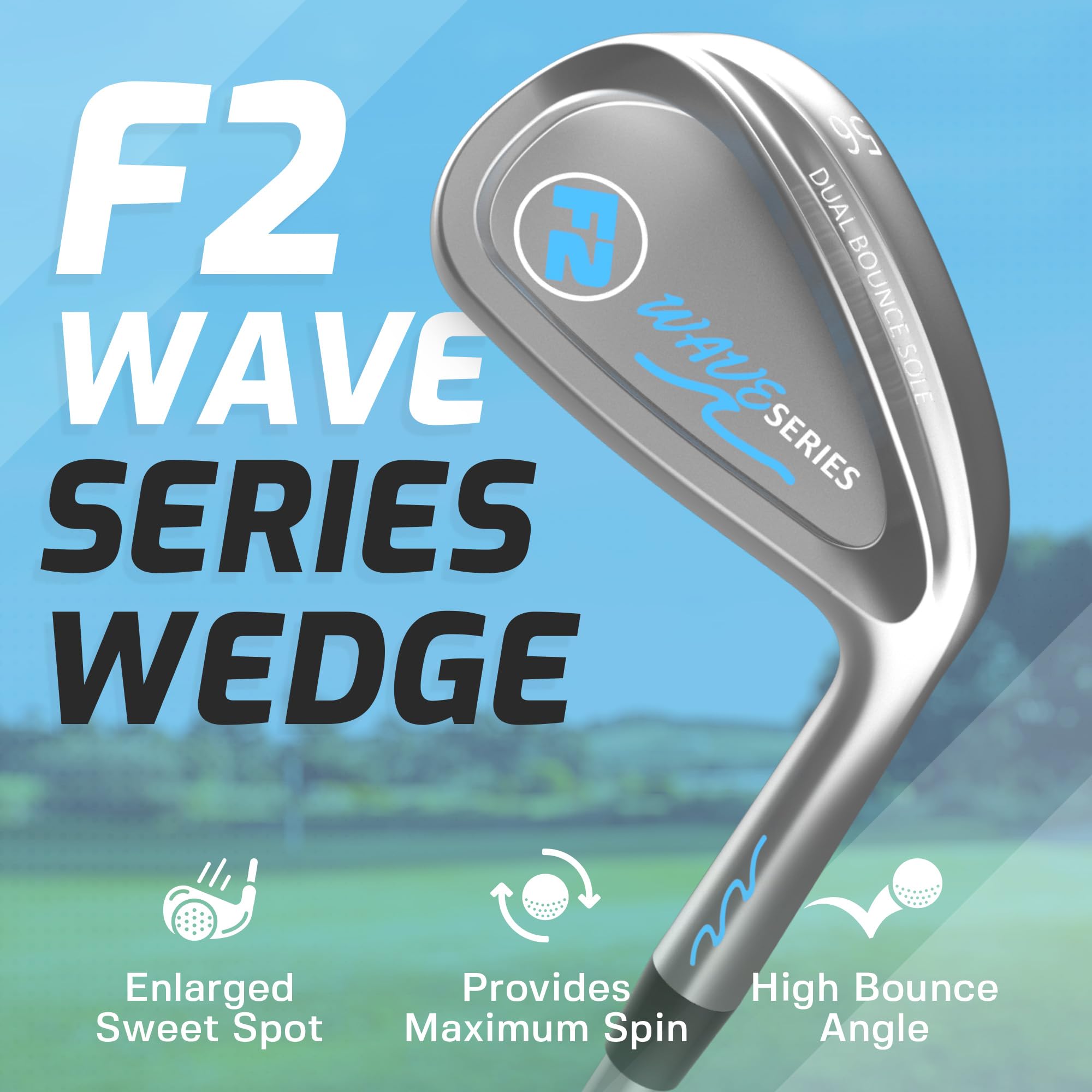 F2 Wave Wedge - High Performance Steel Shaft Golf Wedge for Superior Accuracy | Shank-Proof Design for Smooth Turf Interaction | Perfect for Short Game Shots, Bunker Play & Approach Shots on Golf Course