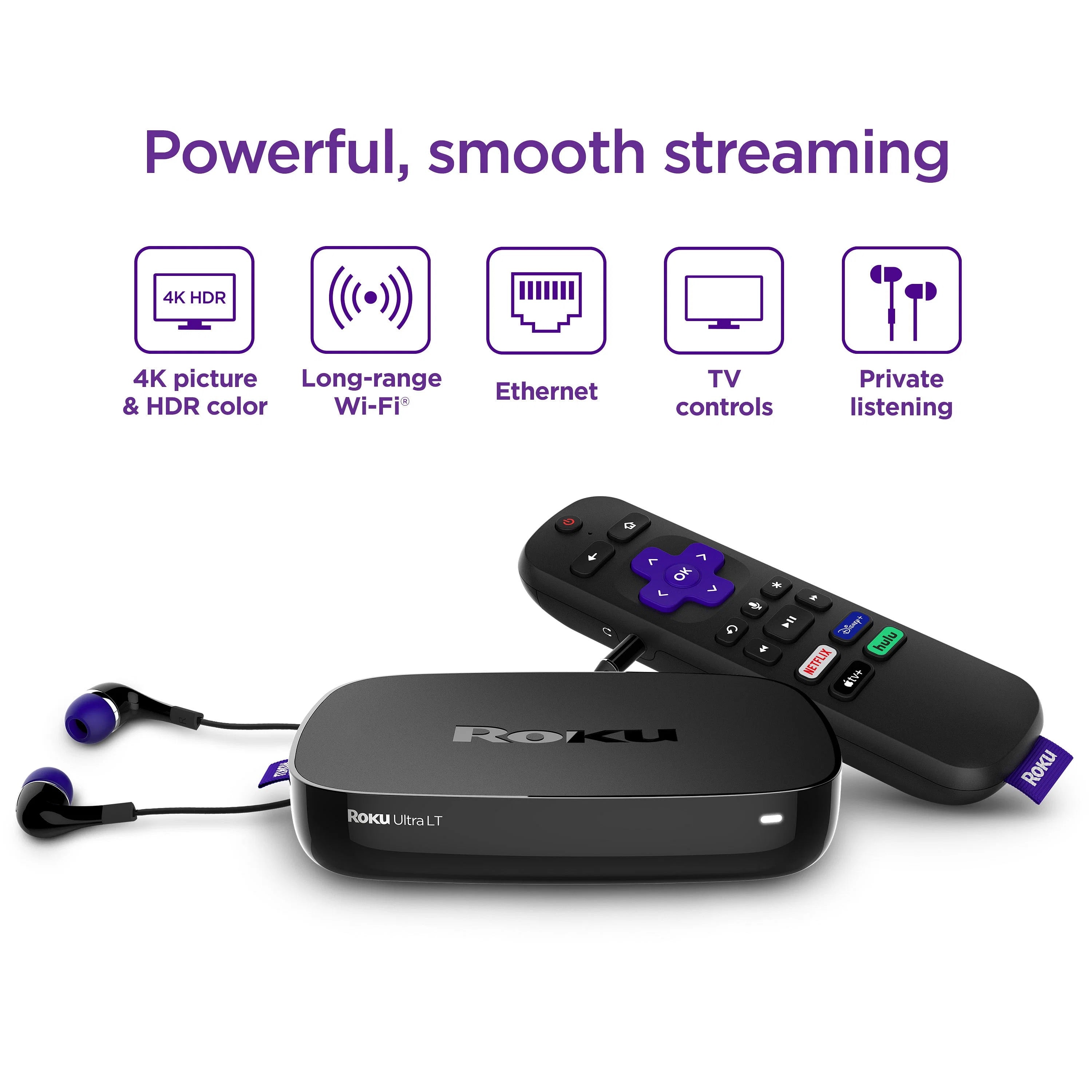Roku Ultra LT 2023 4K/HDR Streaming Media Player - Black (For Parts/Non-Functional, No Headphones or Remote) | Perfect for Repair, Replacement Parts, or DIY Projects