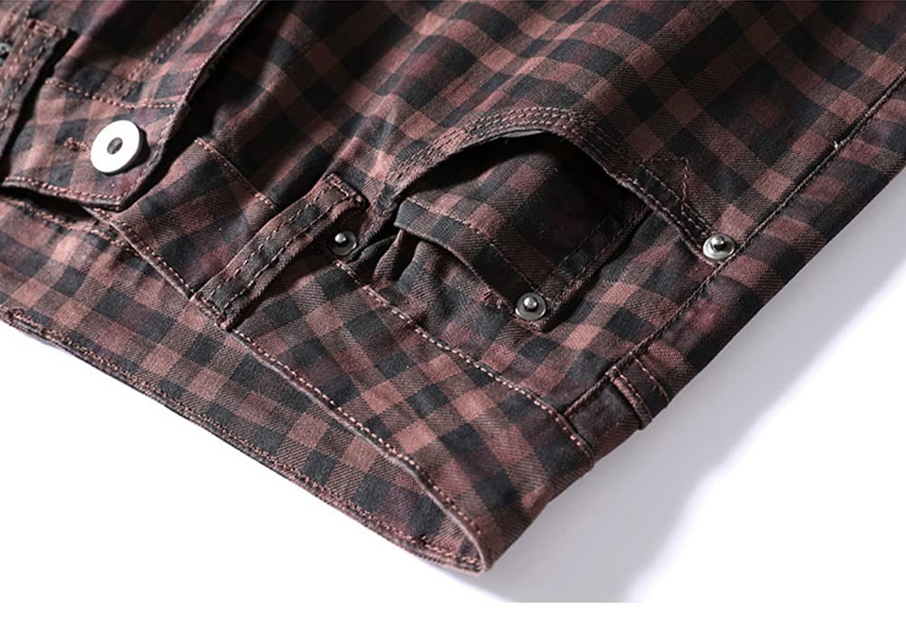 HENGAO Men's Straight Fit Plaid Chino Pants - Casual Office & Business Travel Trousers for Professional Style