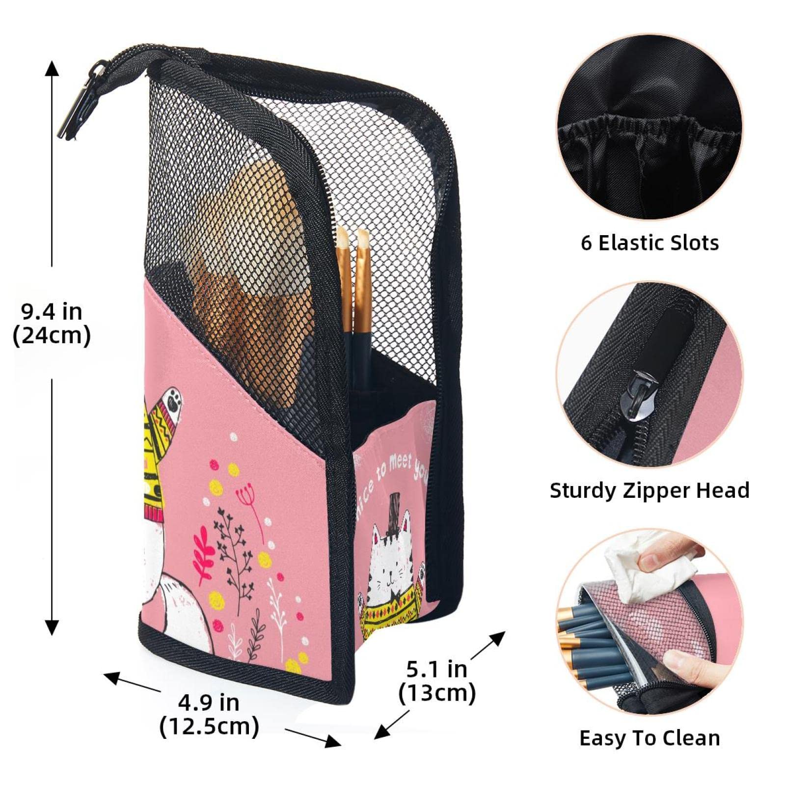 Premium 12-Piece Makeup Brush Organizer Bag - Portable Cat Design Cosmetic Brush Holder Case for Travel & Home Storage | Perfect for Makeup Artists & Beauty Enthusiasts