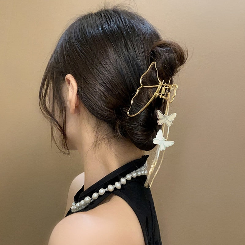 Elegant Butterfly Shark Hair Clip for Women - Fashion Hair Accessories for Parties, Weddings & Everyday Style