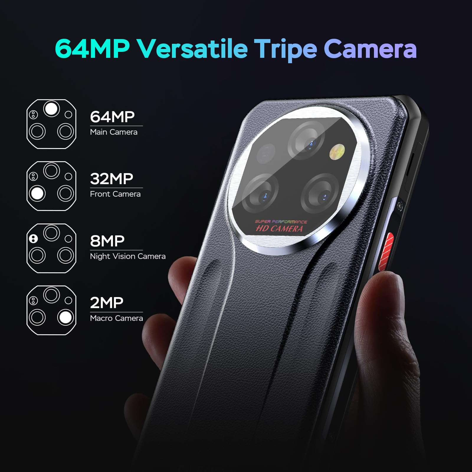 OUKITEL WP39 Rugged 5G Smartphone - 24GB RAM (6+18), 256GB/2TB Storage, Android 14 - 11000mAh Battery, 18W Fast Charging - 6.6