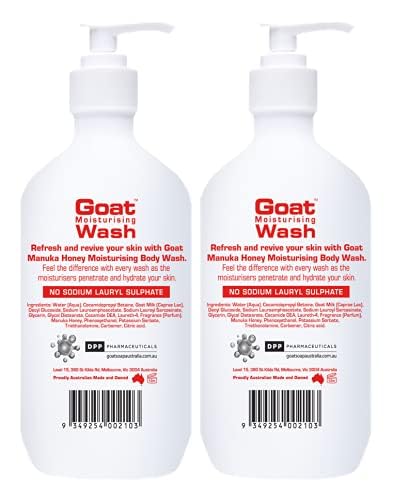Goat Milk Soap & Manuka Honey Moisturizing Body Wash Duo Pack (16.9 oz) - Hydrating & Nourishing Skin Care for Dry & Sensitive Skin - Perfect for Daily Shower & Spa Relaxation
