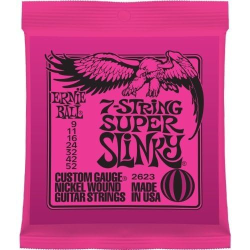 Ernie Ball 7-String Super Slinky Nickel Wound Electric Guitar Strings, 9-52 Gauge (P02623) - Perfect for Rock, Metal & Extended Range Playing - Studio & Live Performance Ready
